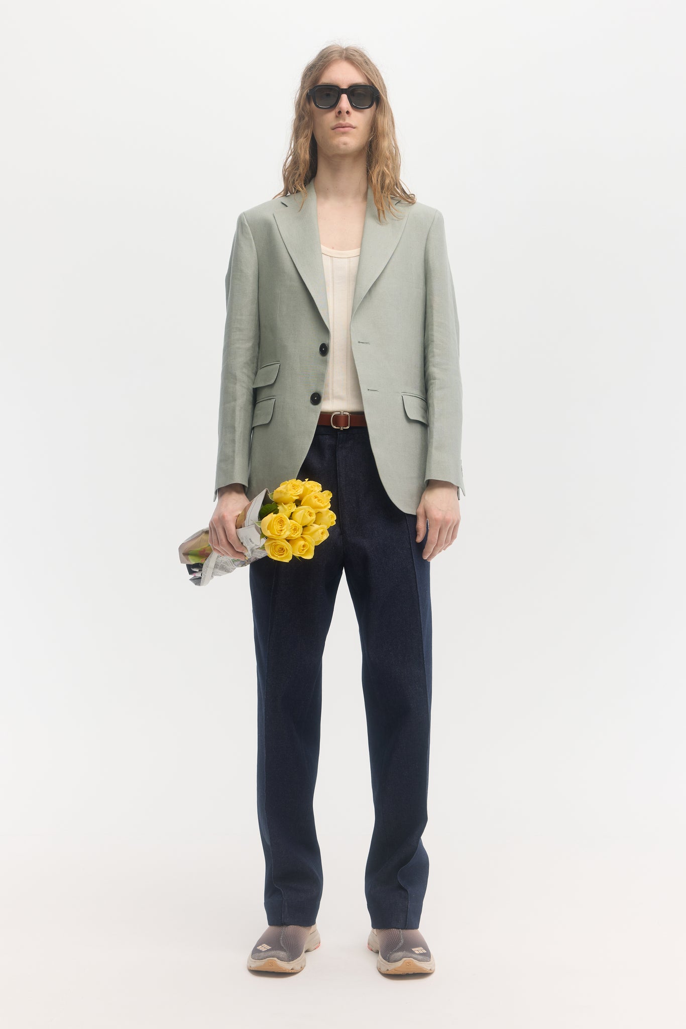Sage pure linen unconstructed blazer