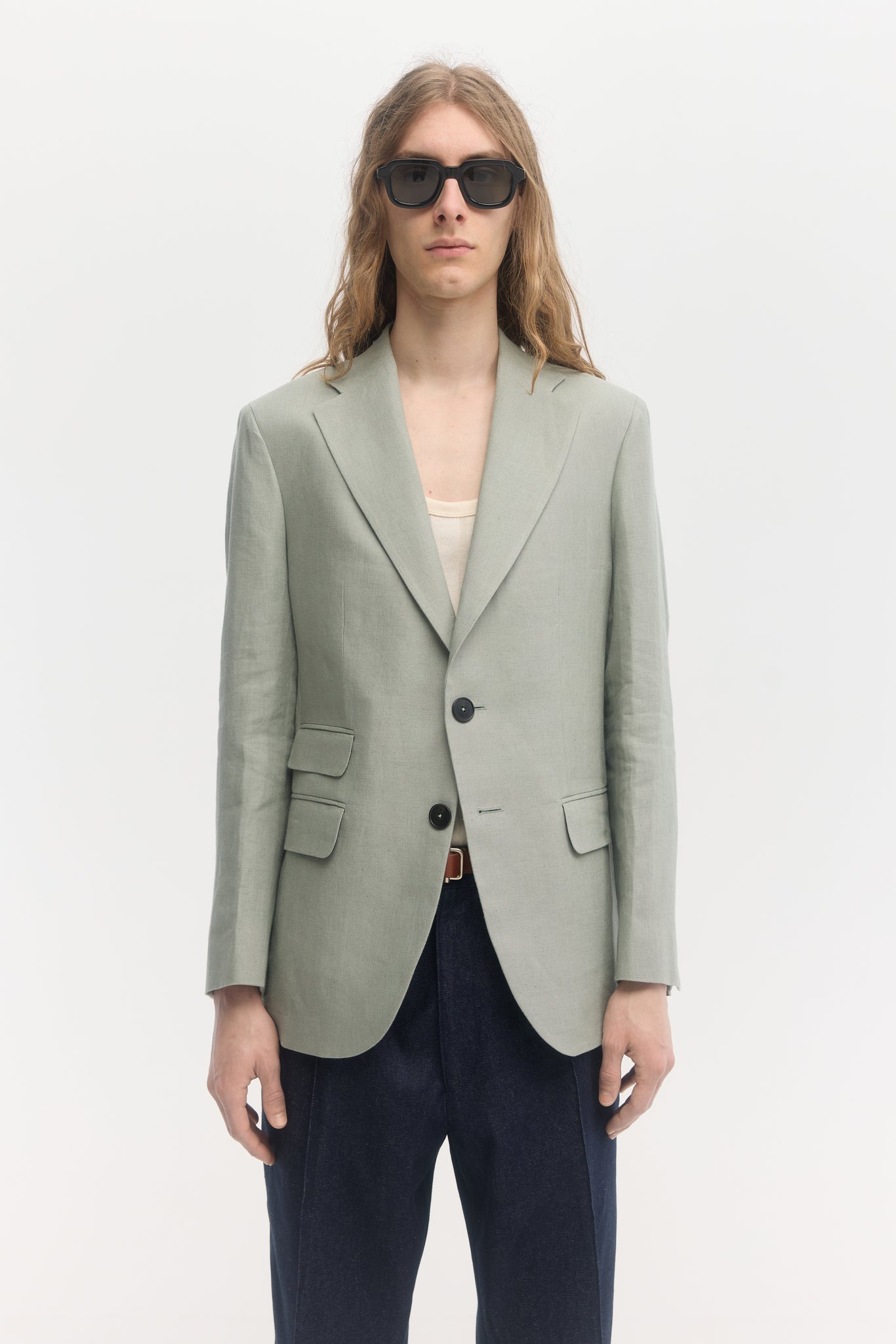 Sage pure linen unconstructed blazer