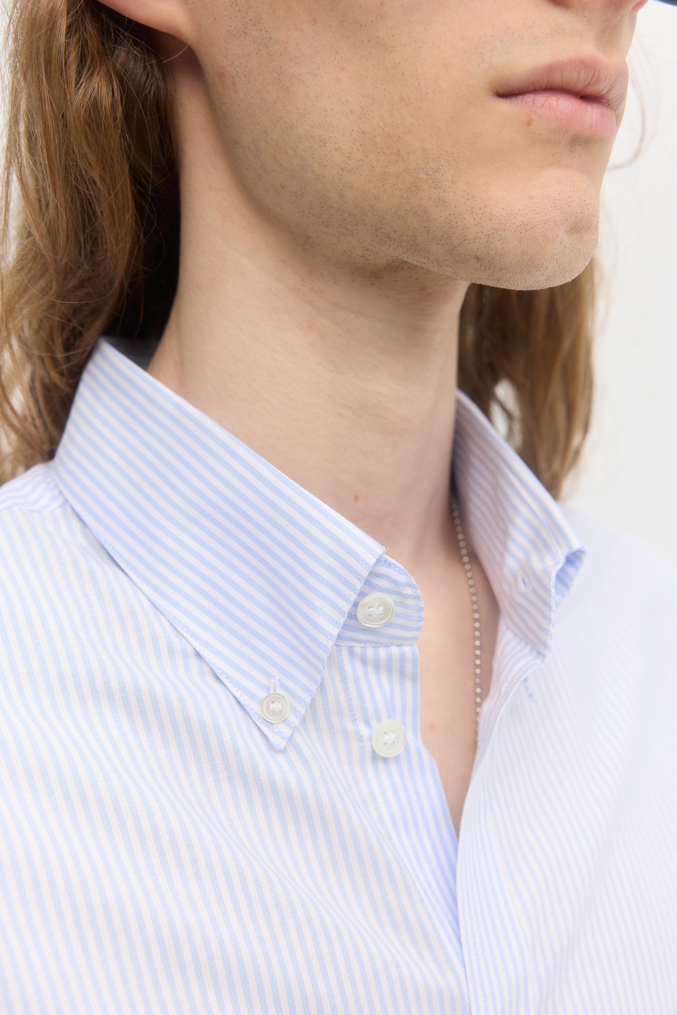 Chemise oxford à rayures bleues manches longues
