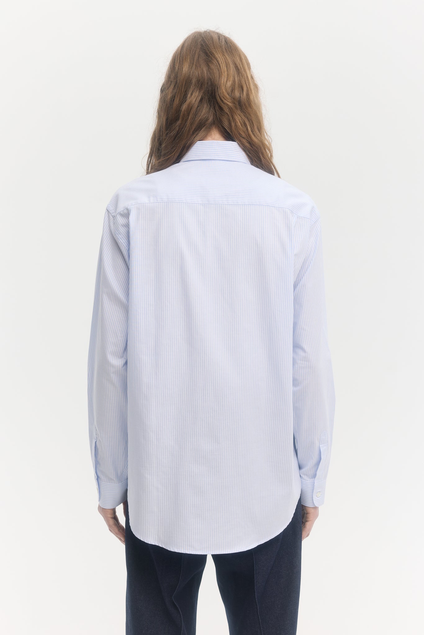 Chemise oxford à rayures bleues manches longues