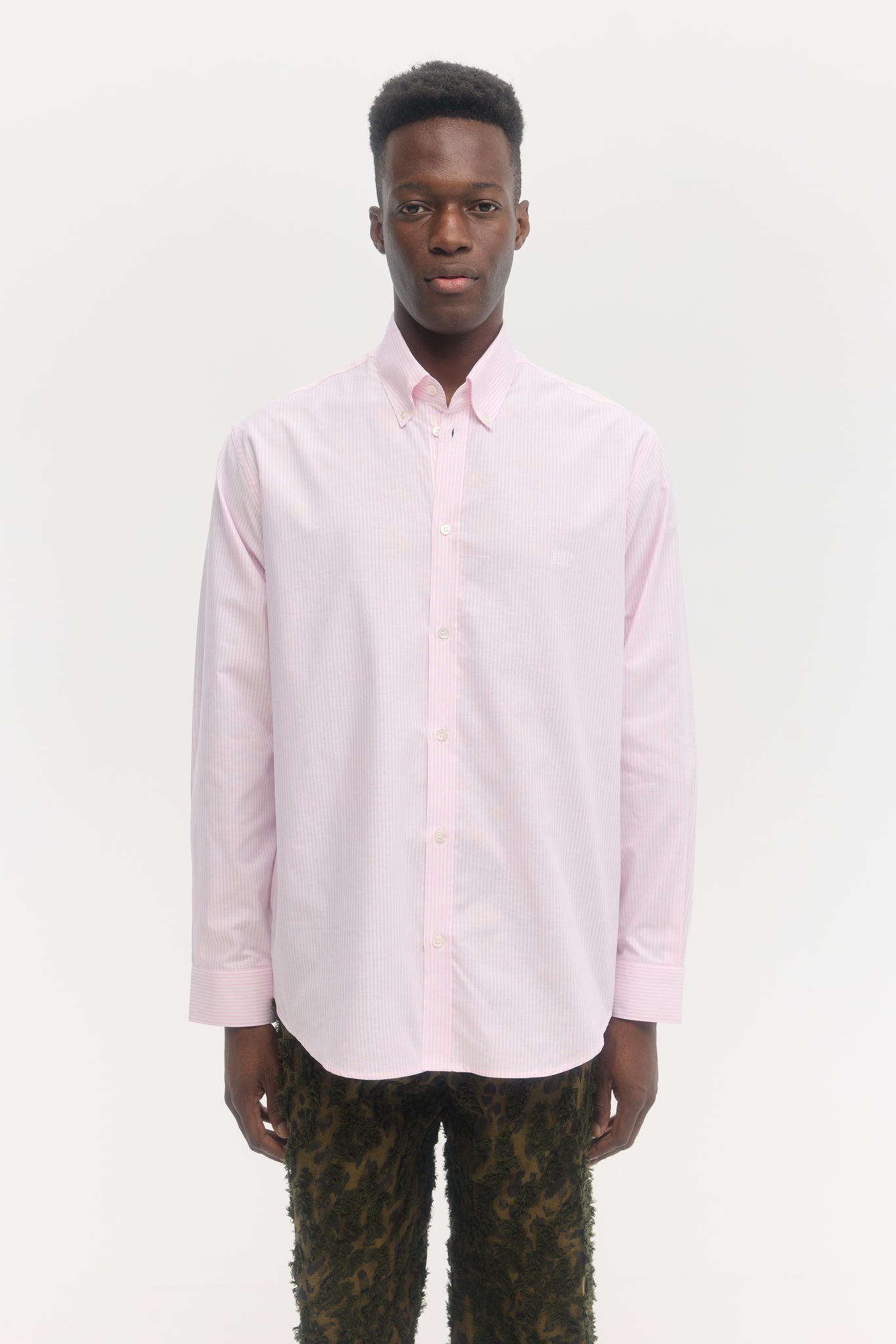 Chemise oxford à rayures roses manches longues
