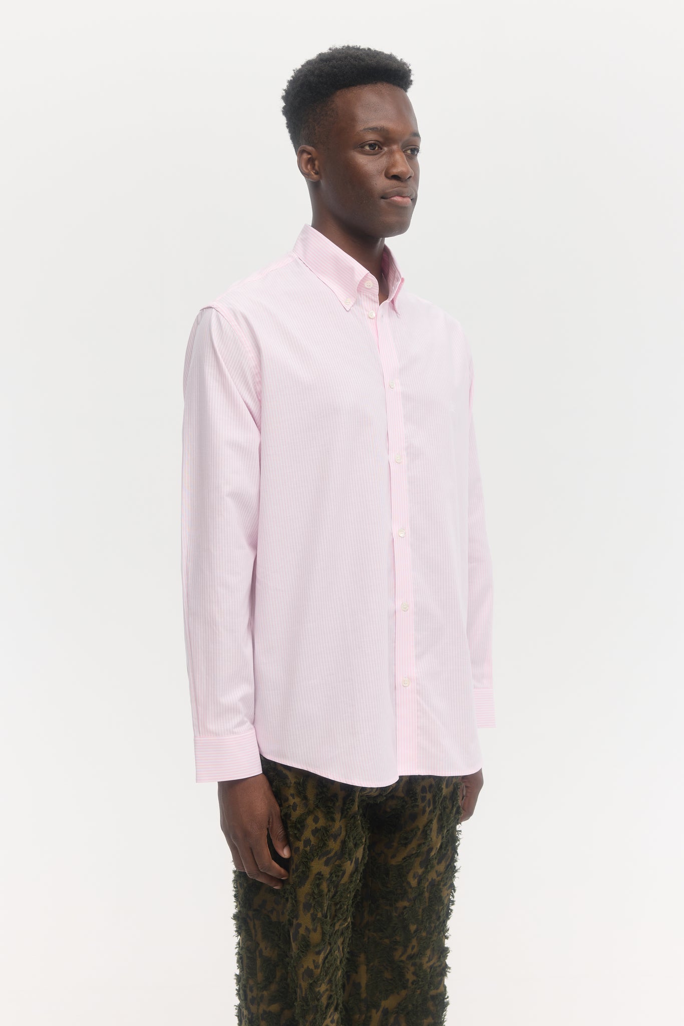 Chemise oxford à rayures roses manches longues