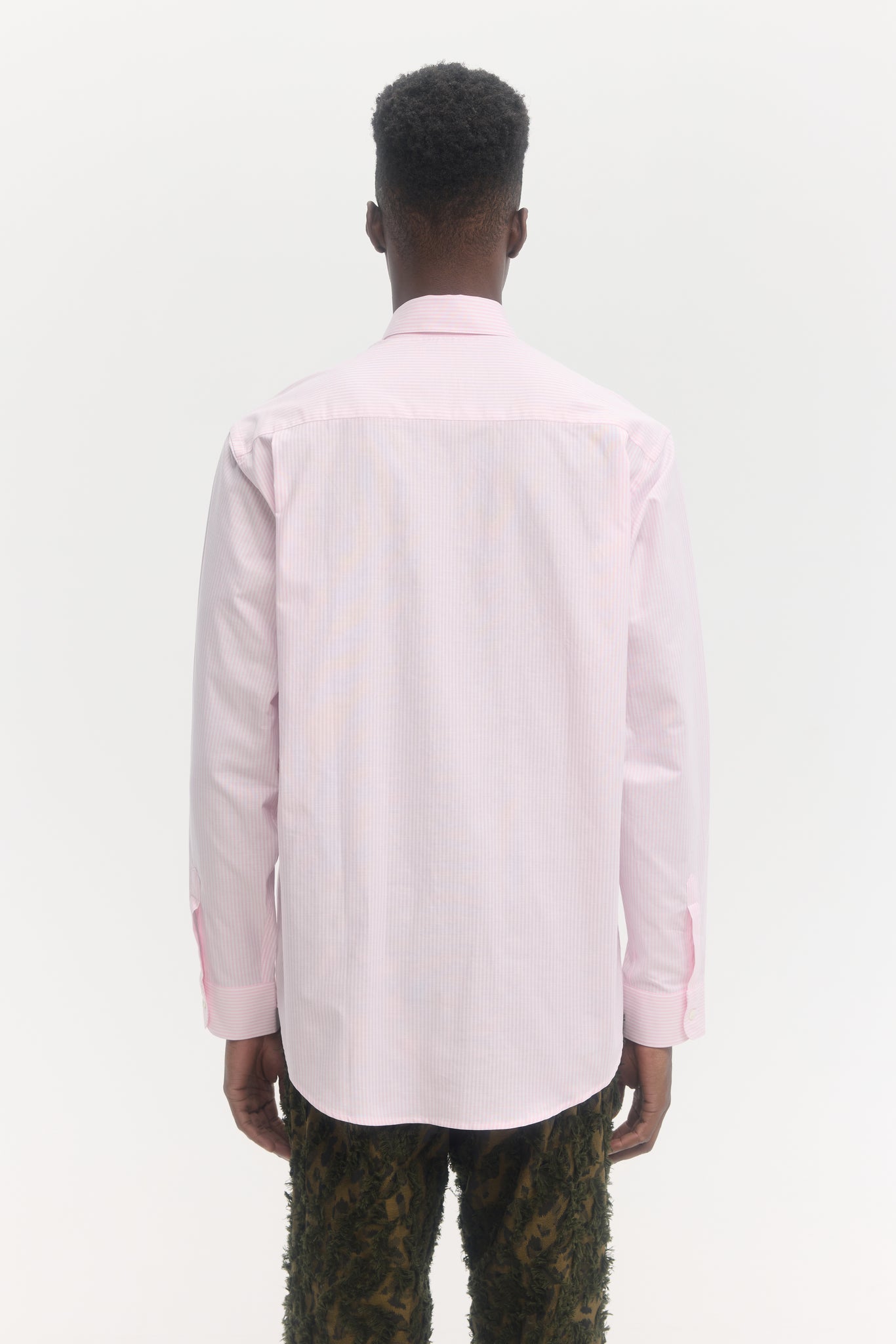 Chemise oxford à rayures roses manches longues