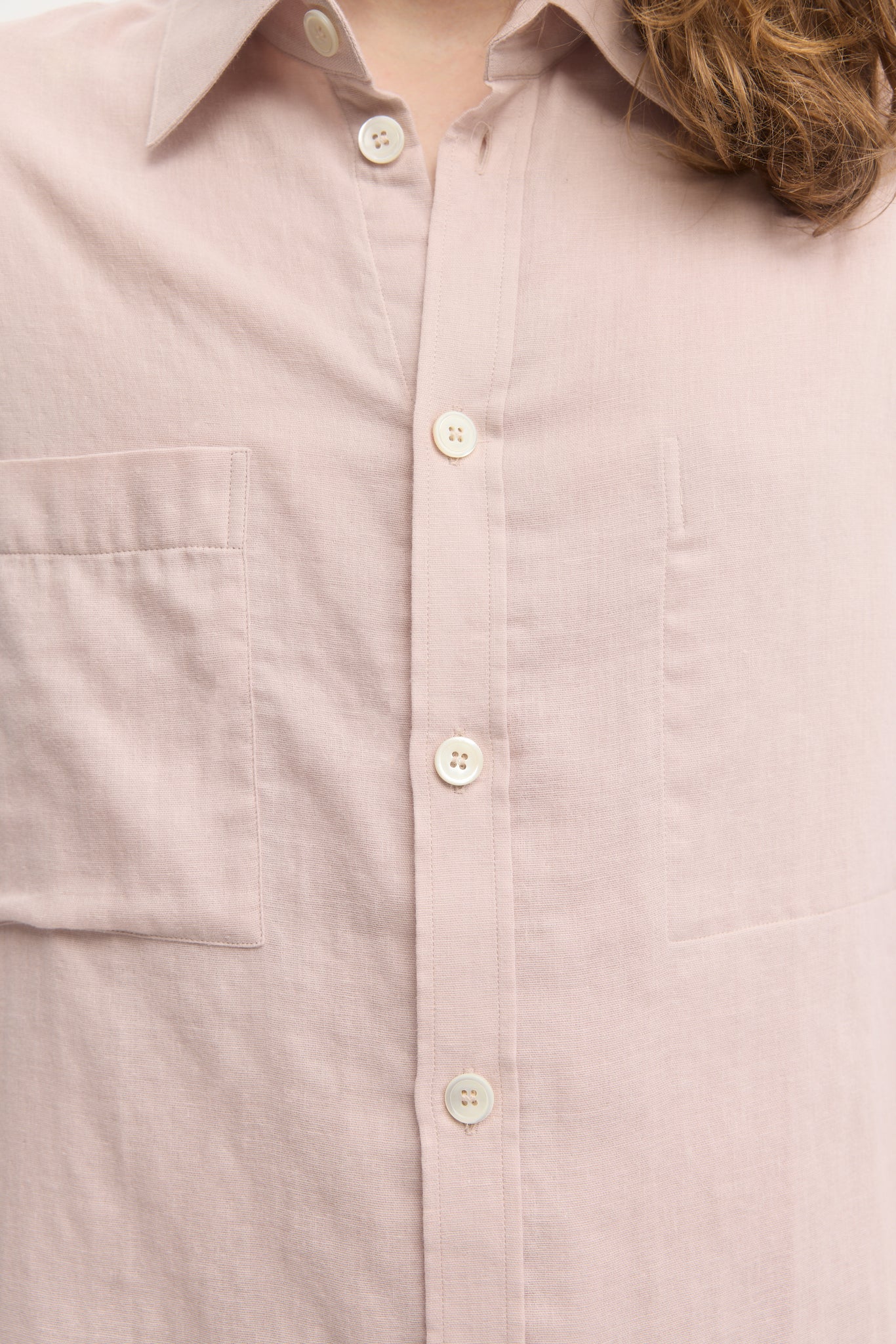 Old pink washed cotton gauze long-sleeve shirt