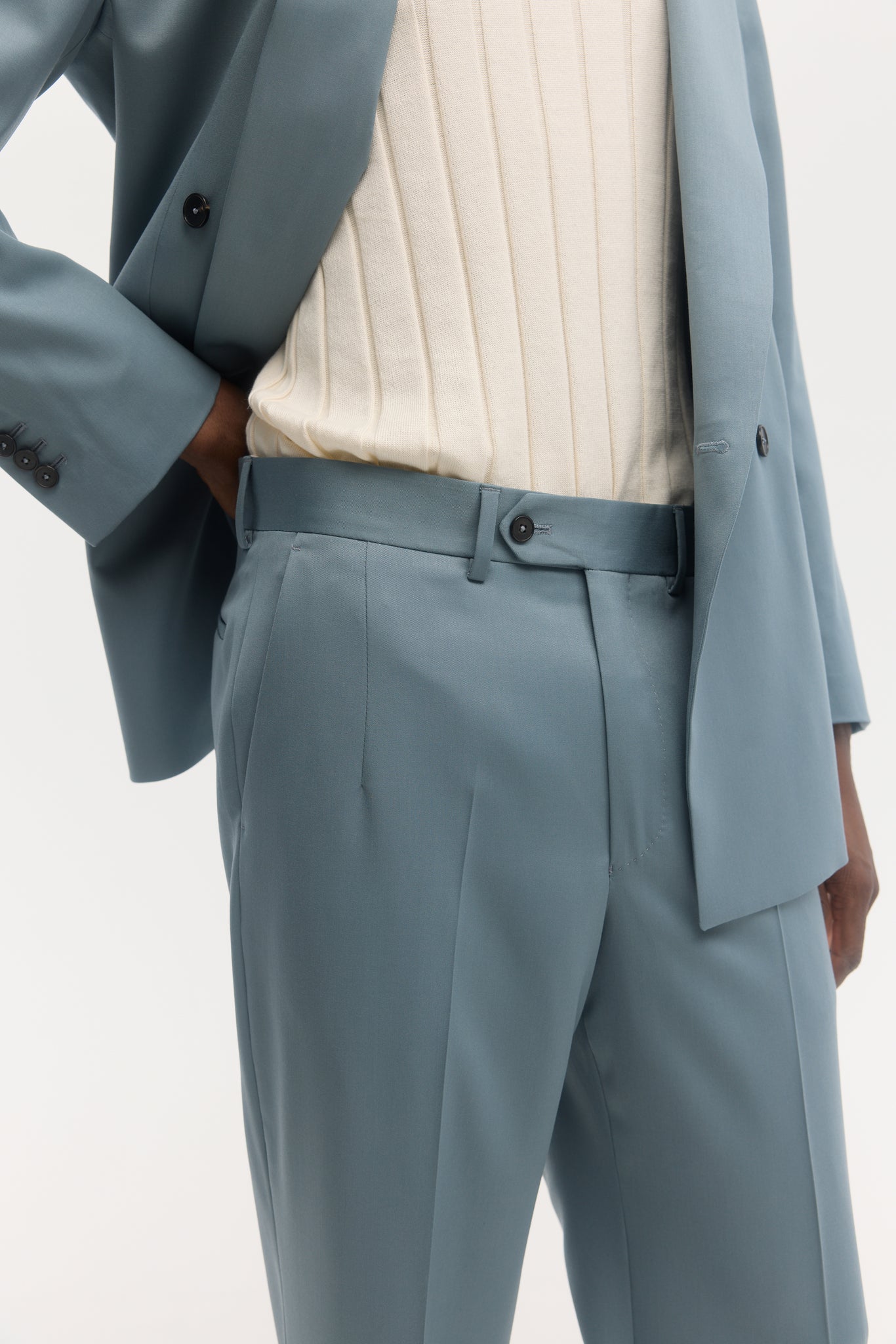 Teal super 130's tropical wool double breasted suit