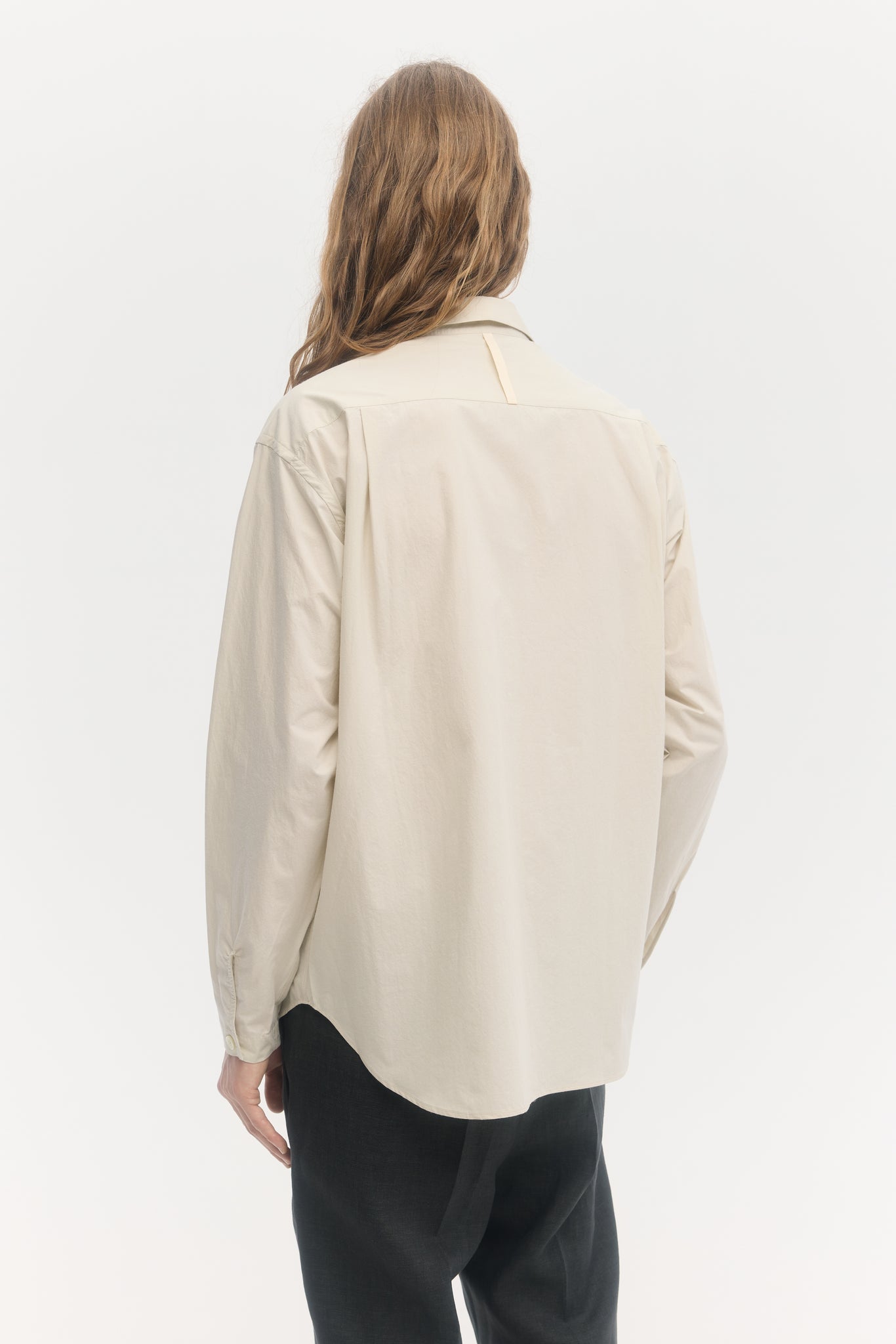 Ivory typewriter cotton water drop appliqué shirt