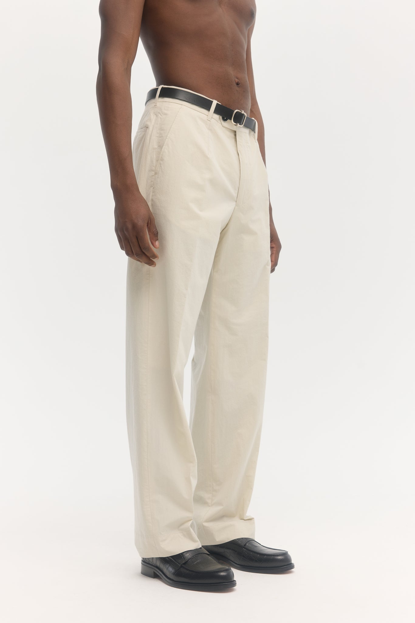 Ivory typewriter poplin cargo straight trousers