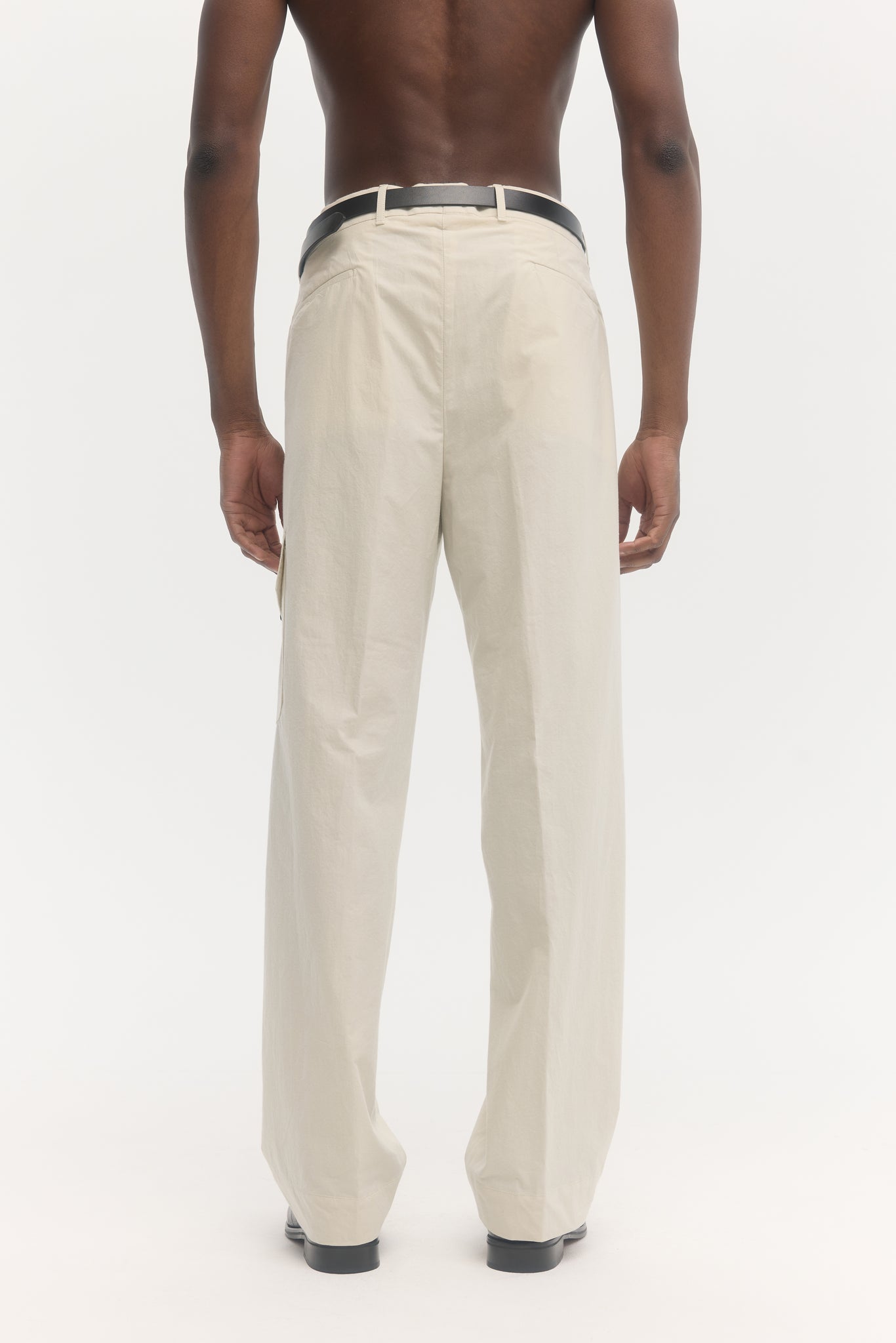 Ivory typewriter poplin cargo straight trousers