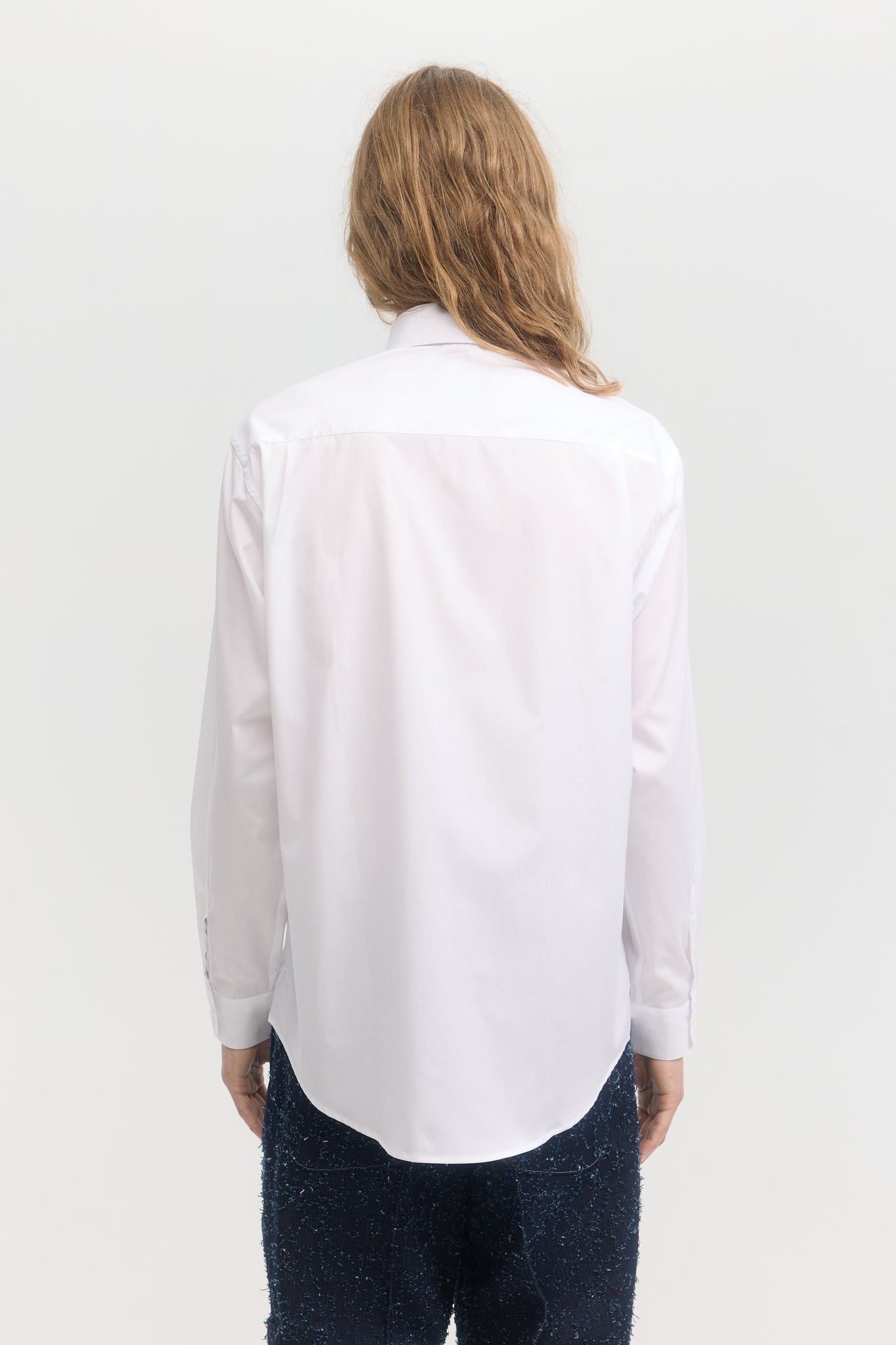 Chemise blanche à boutons en popeline manches longues
