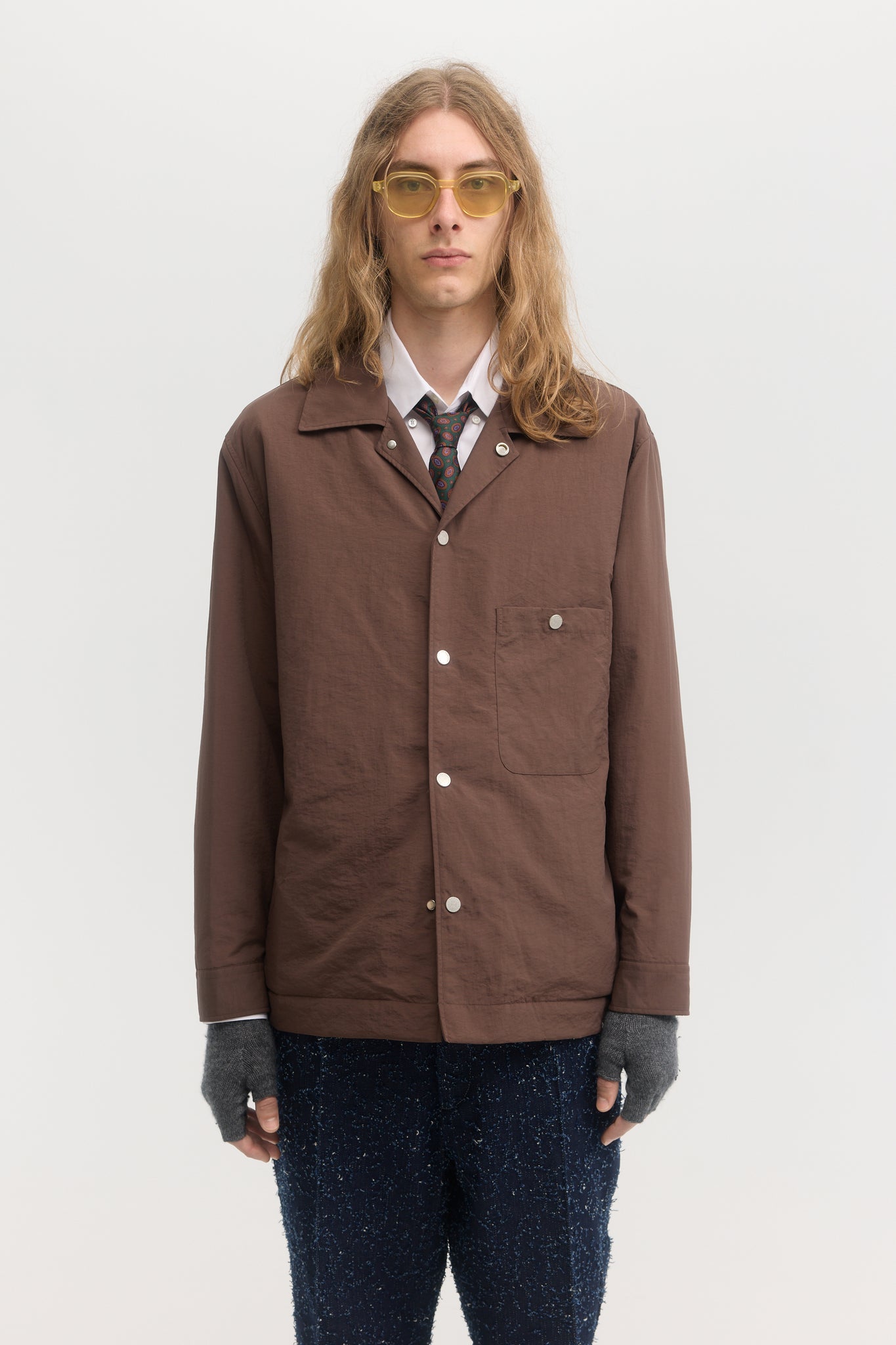Cacao taslan taffeta technical quilted blouson