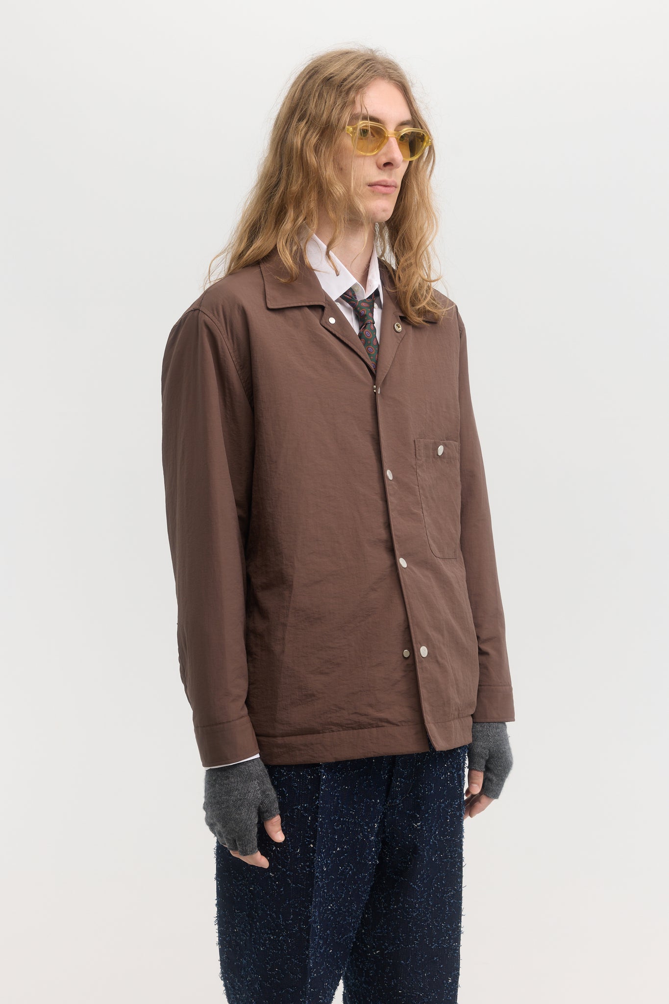 Cacao taslan taffeta technical quilted blouson