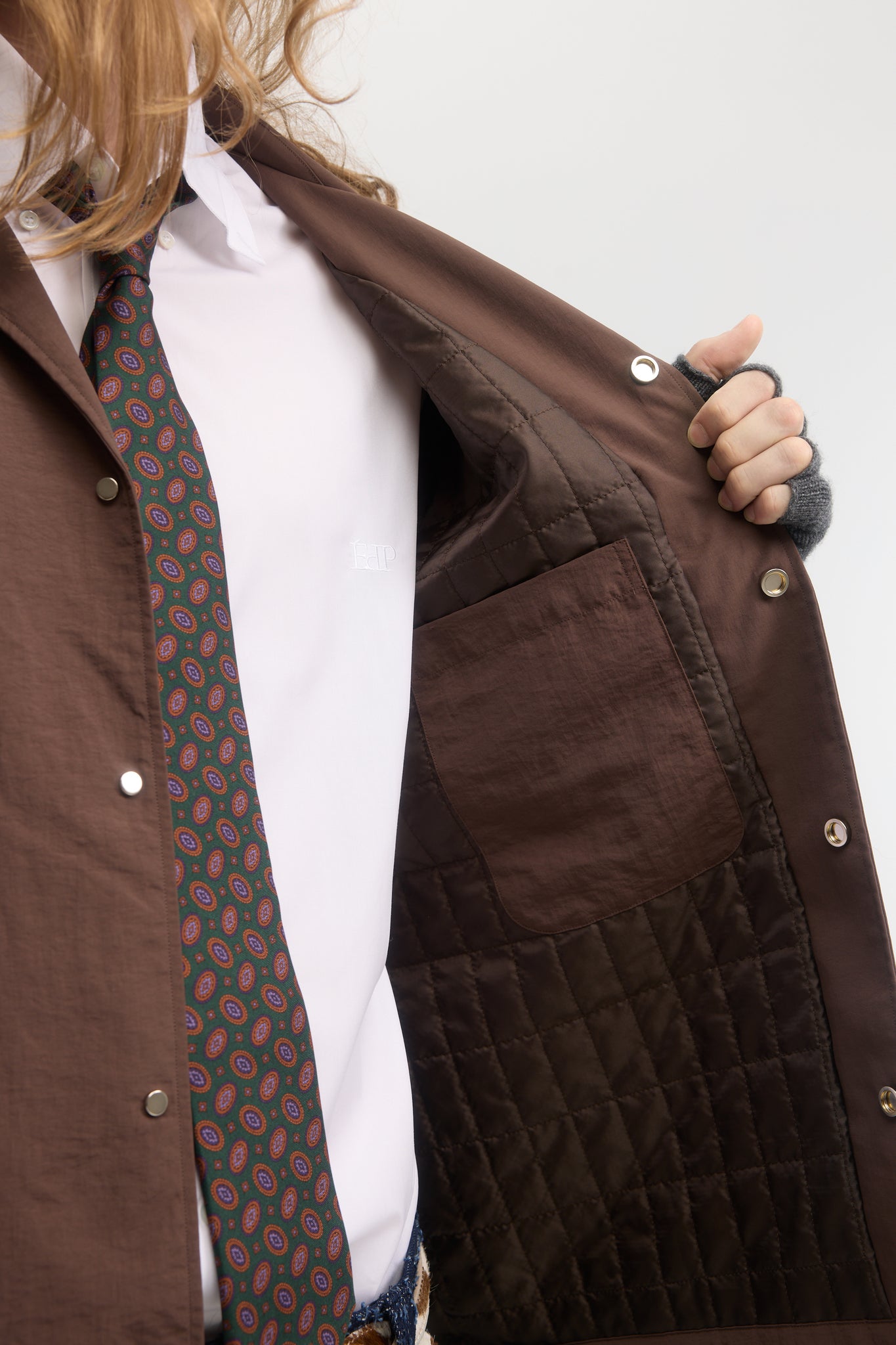 Cacao taslan taffeta technical quilted blouson
