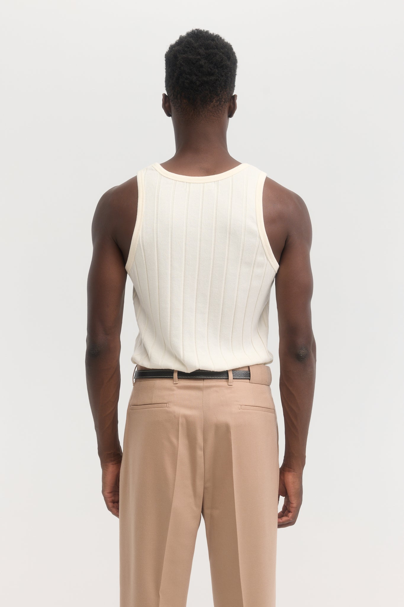 Cream ribbed organic cotton jersey tank top