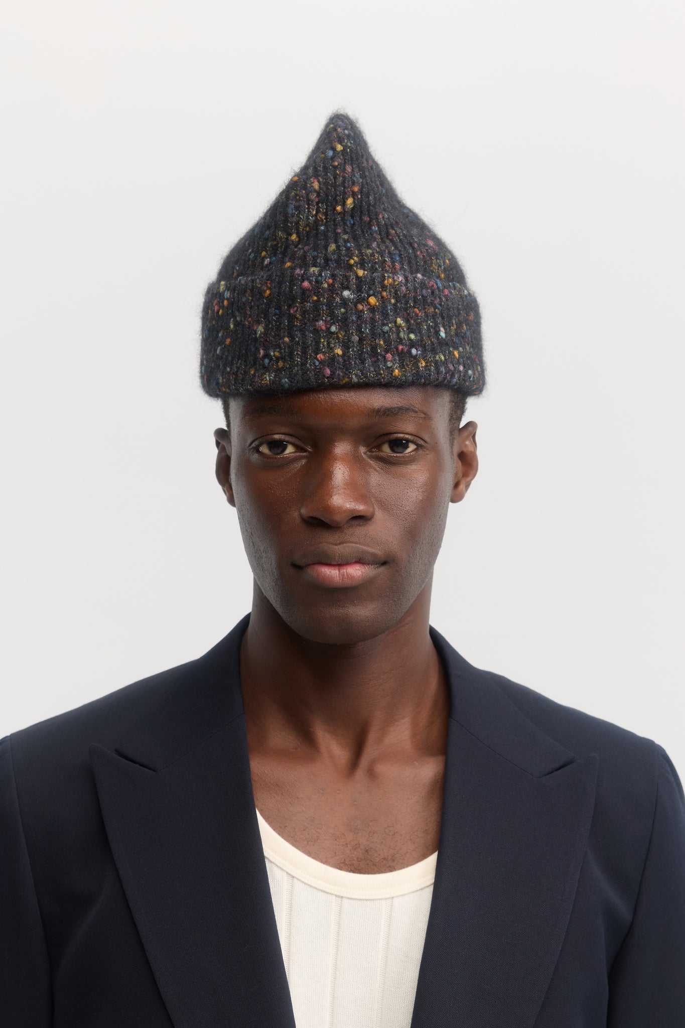 Ink donegal multi tweed cotton wool alpaca beanie