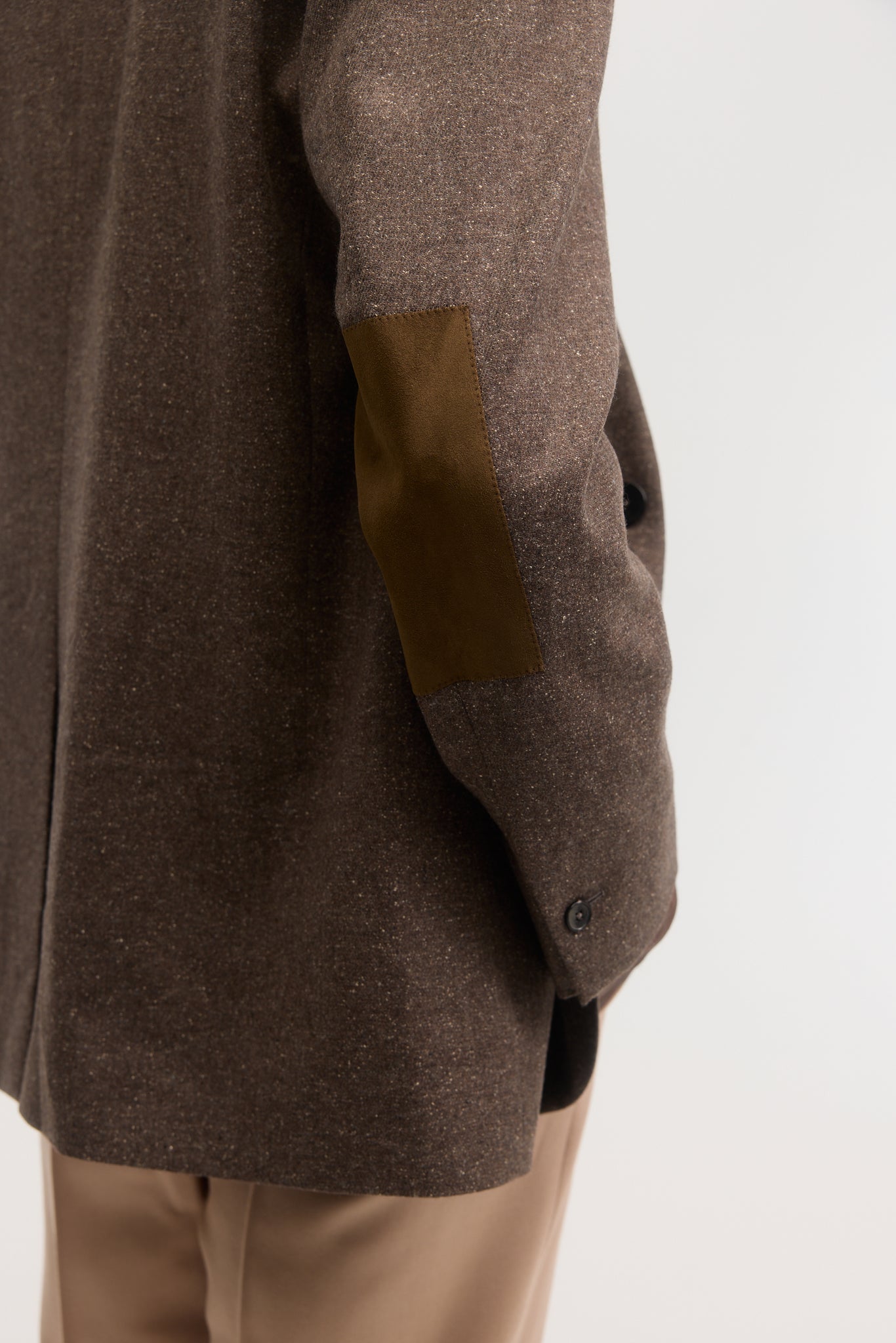 Nutmeg silk-speckled collarless blazer