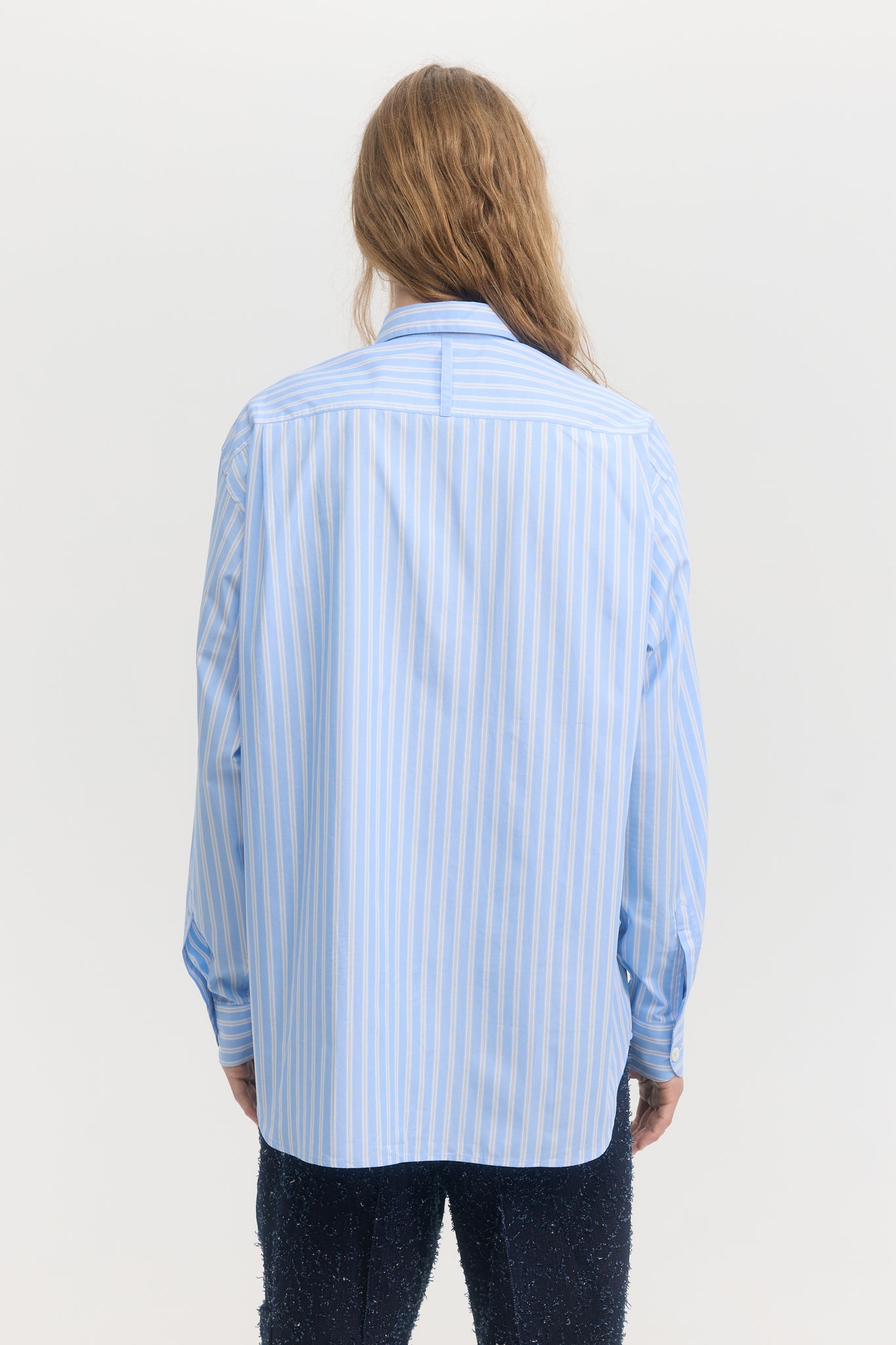 Light blue vintage stripes mercerized poplin shirt