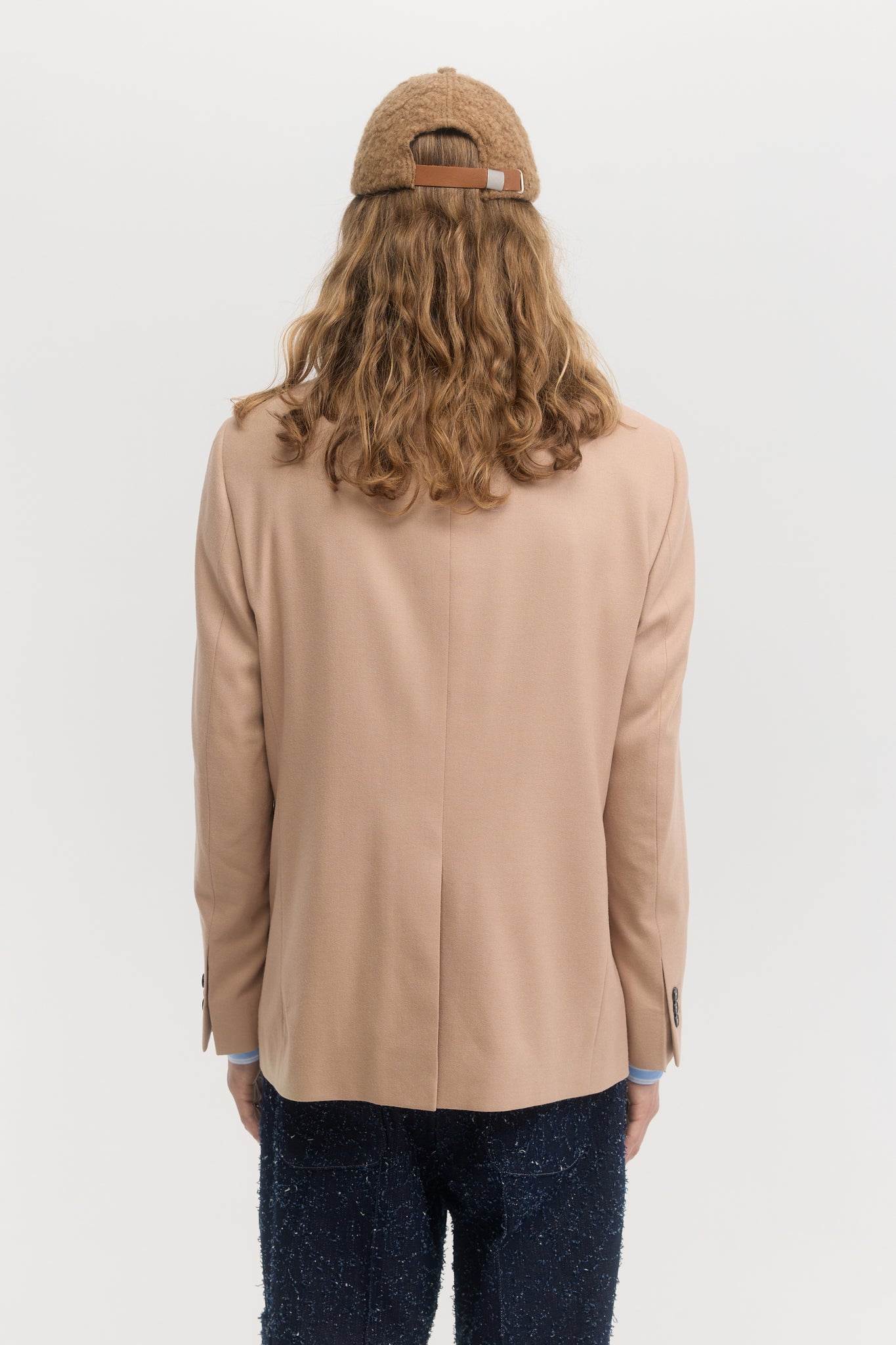 Old rose wool flannel patch-pocket blazer