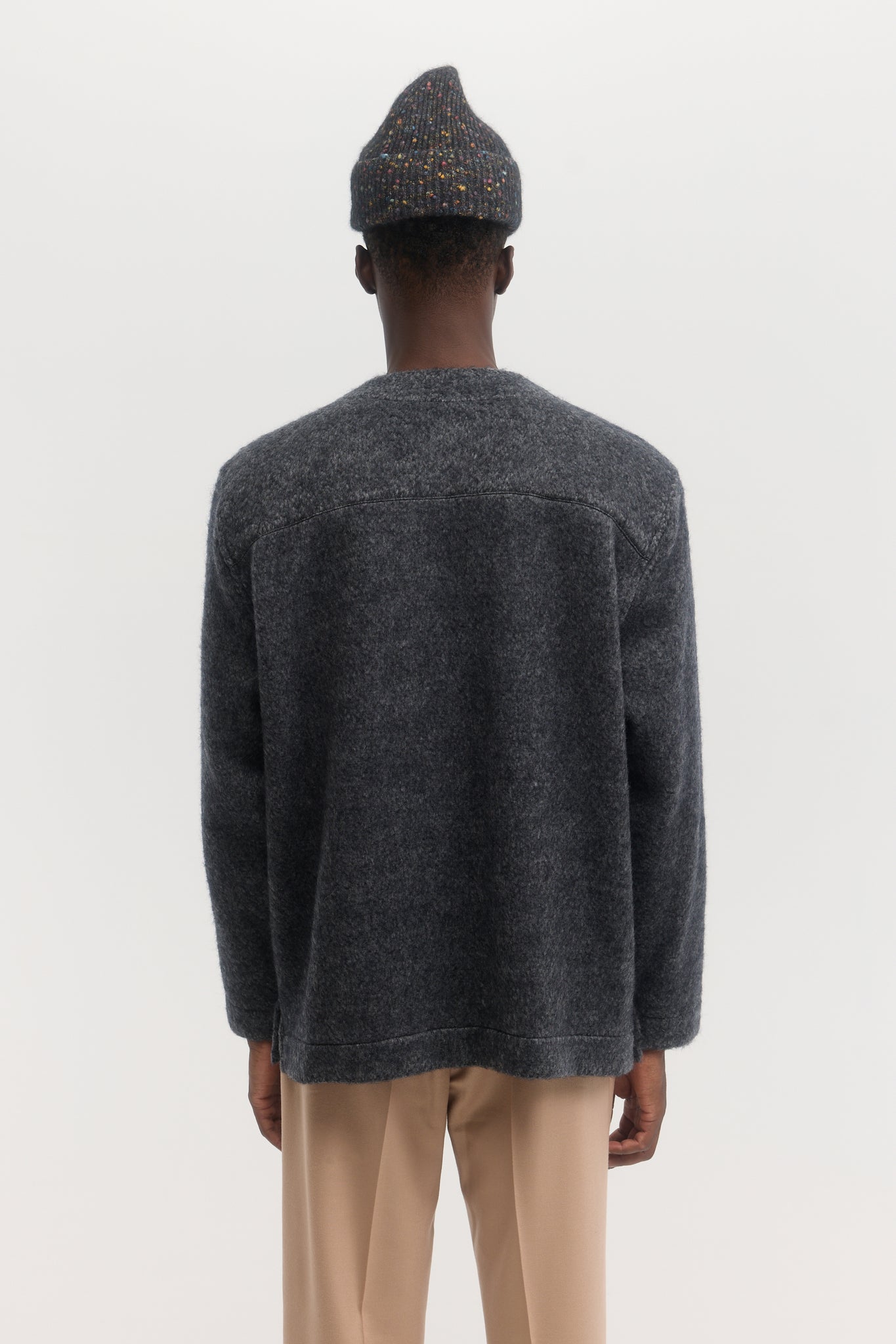 Charcoal brushed wool cardigan jacket