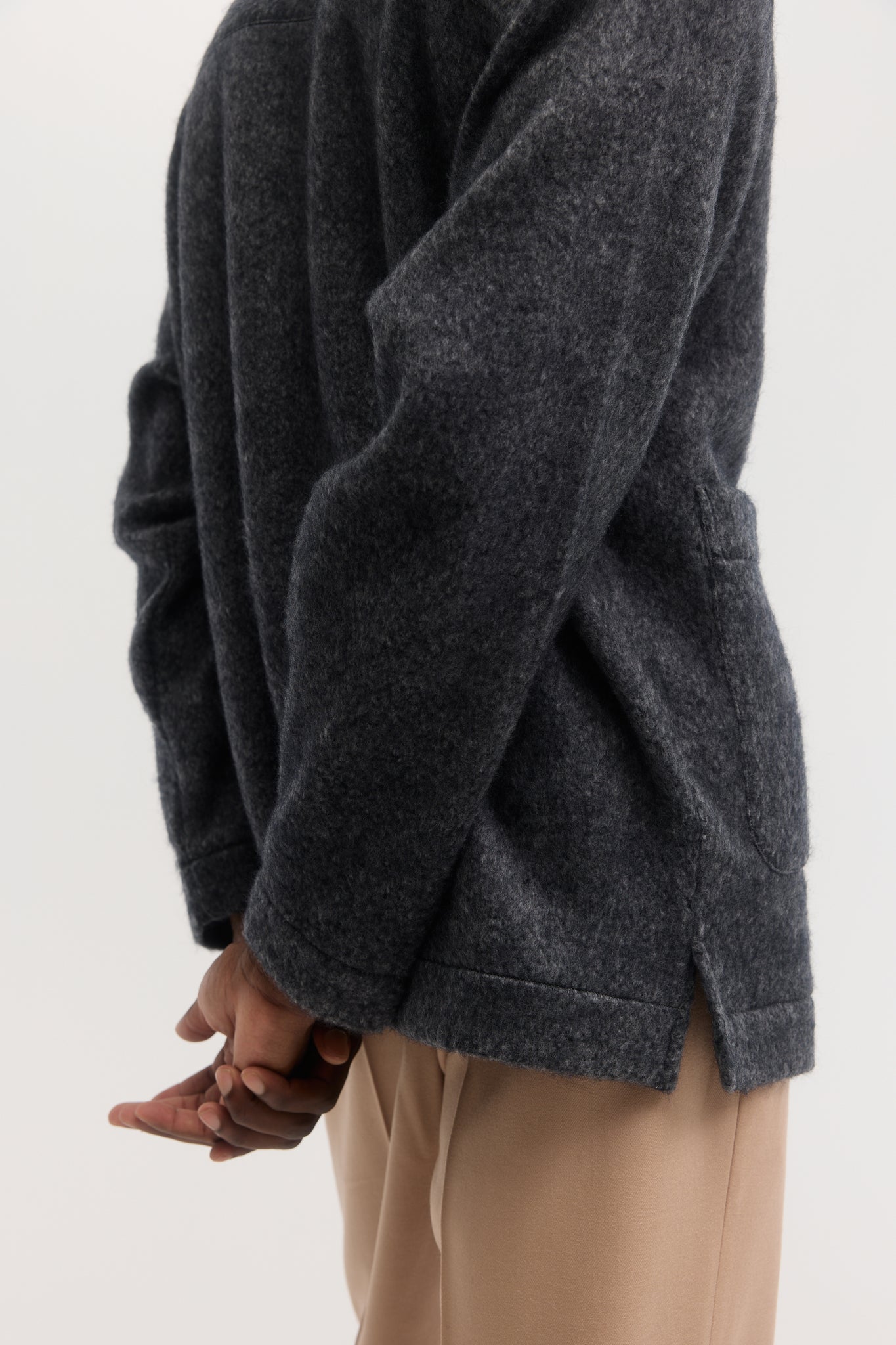 Charcoal brushed wool cardigan jacket