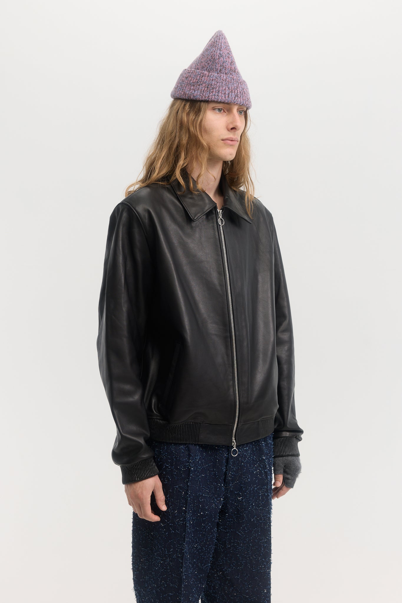 Black soft calfskin leather jacket