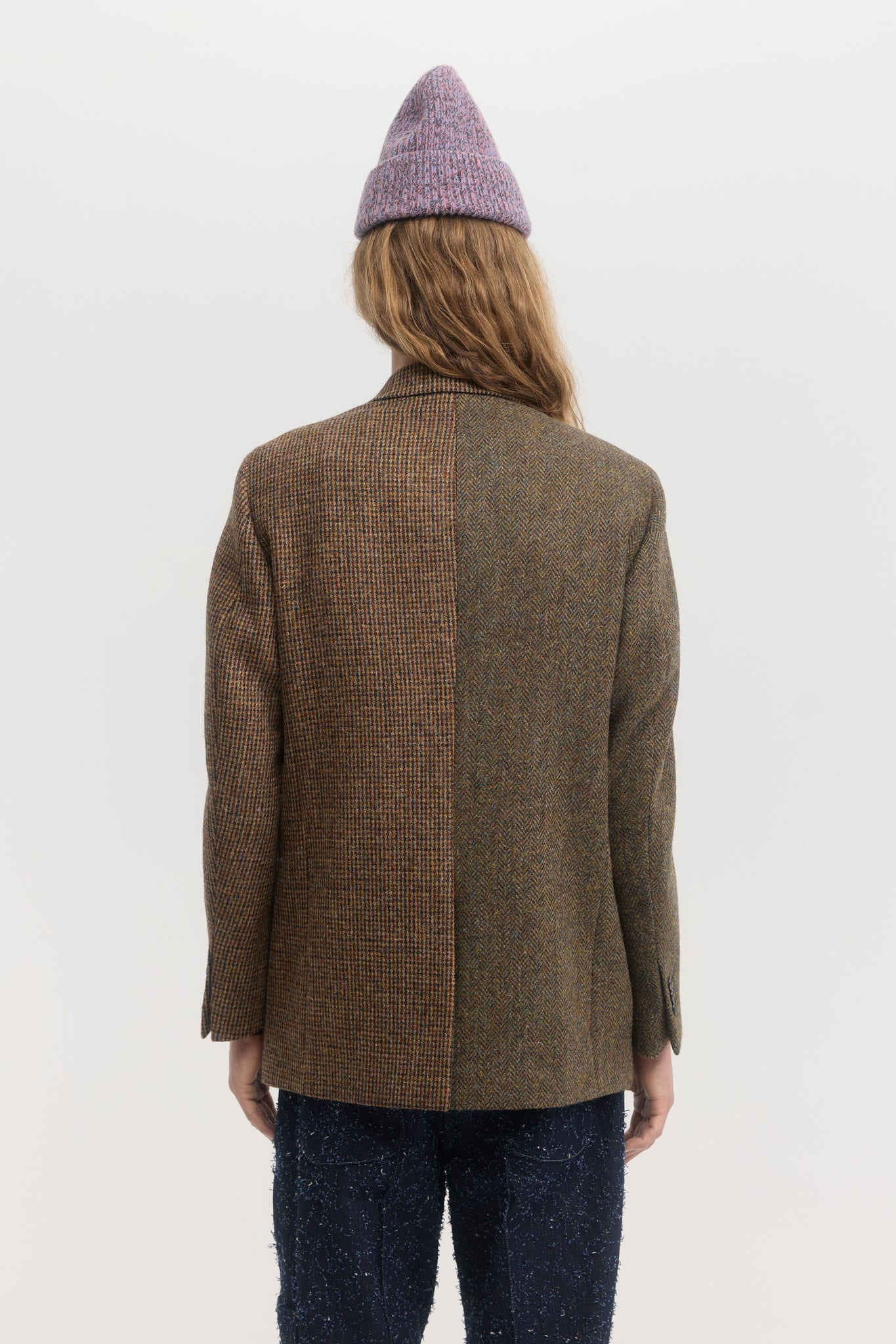 Multi harris tweed wool double breasted blazer