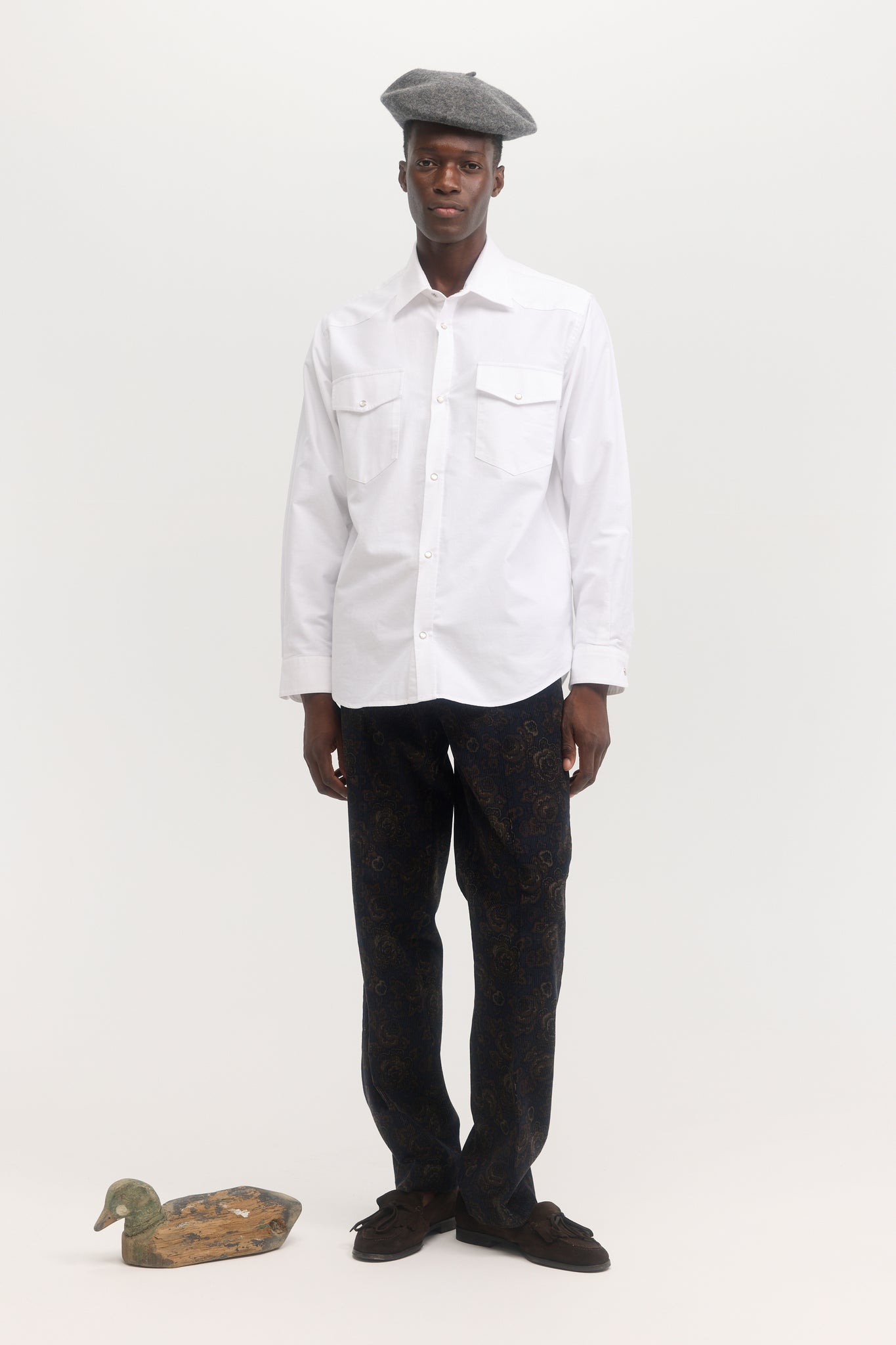 White oxford cloth western shirt