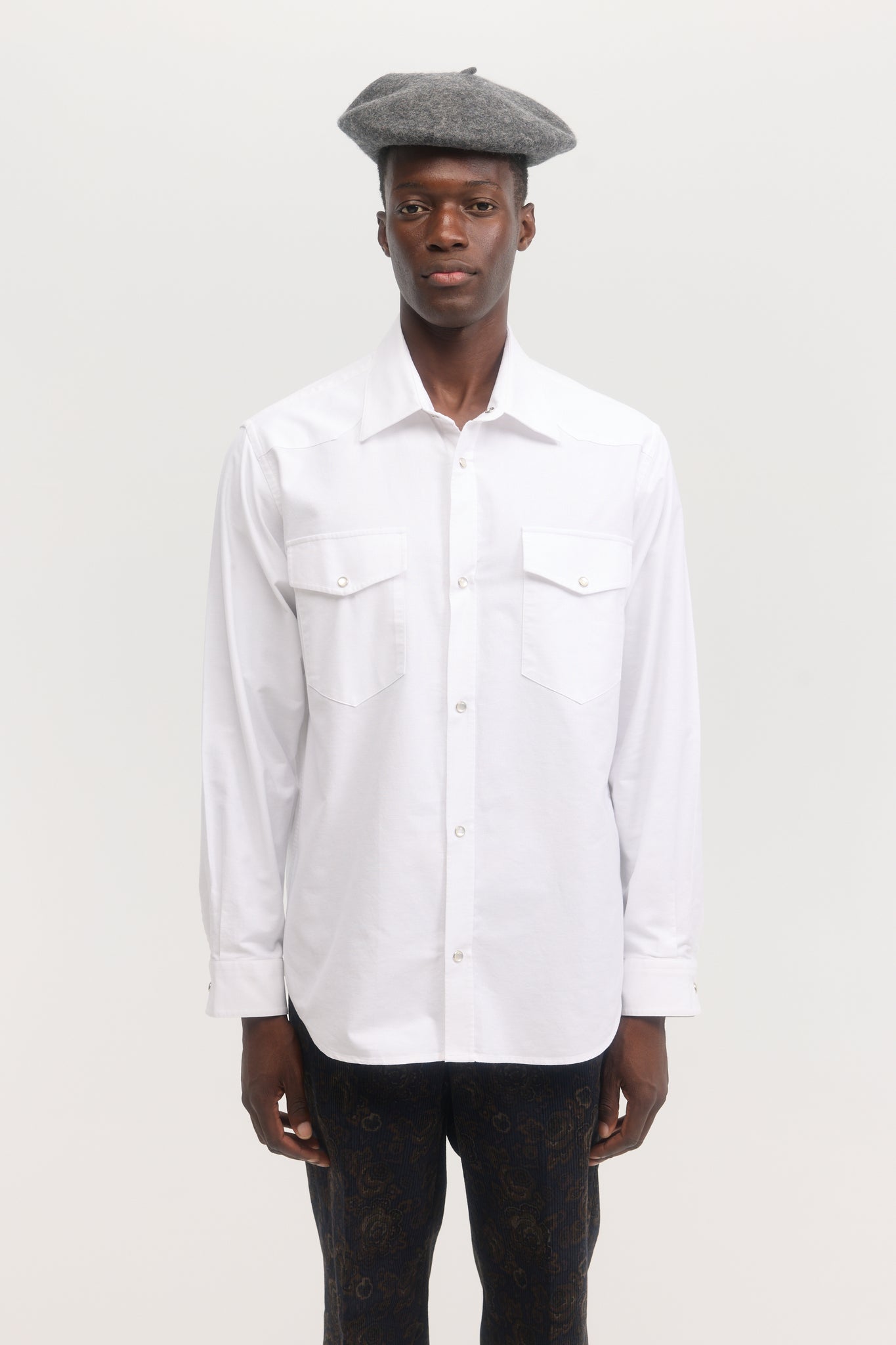 Chemise western oxford blanche