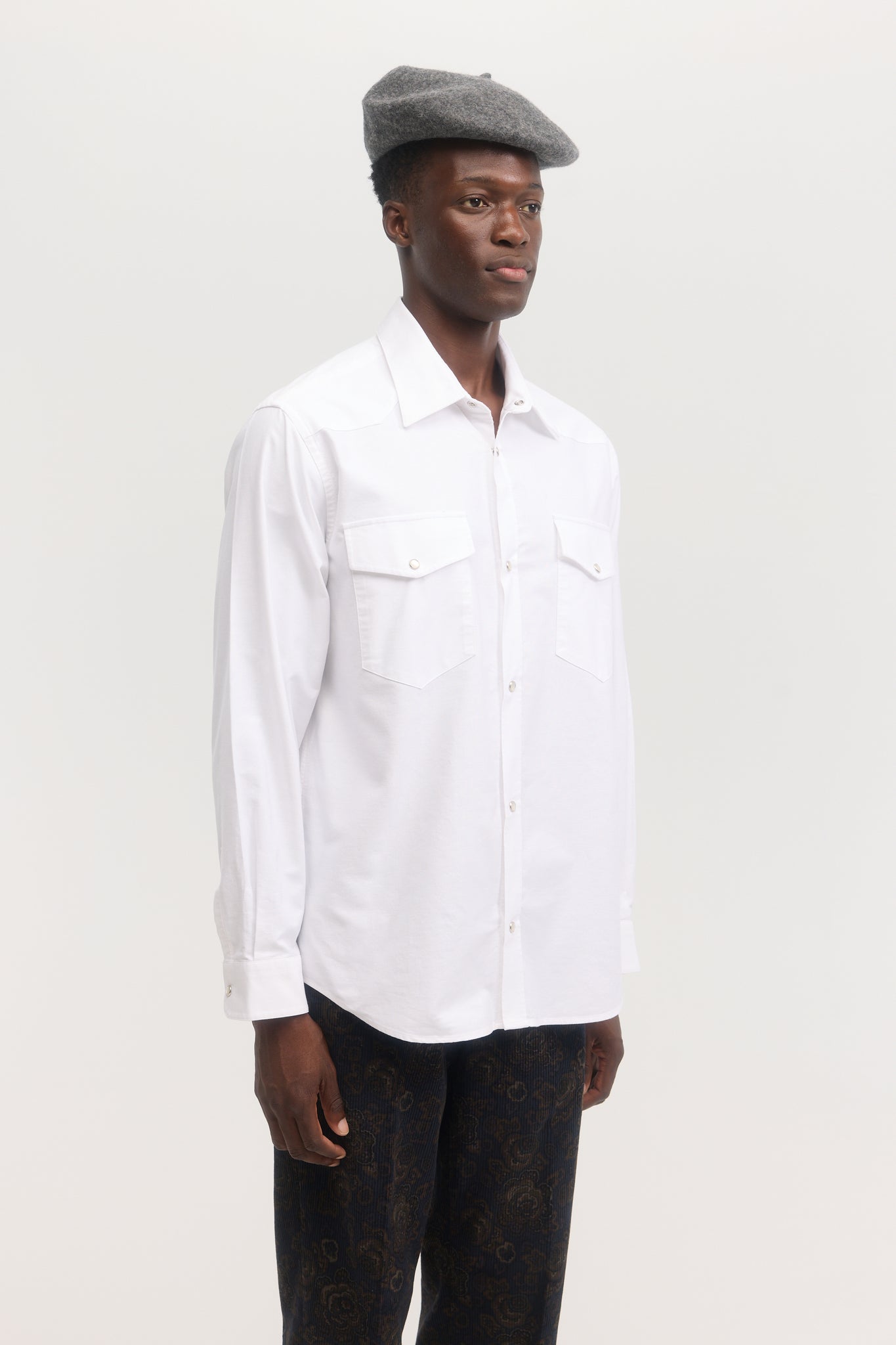 Chemise western oxford blanche