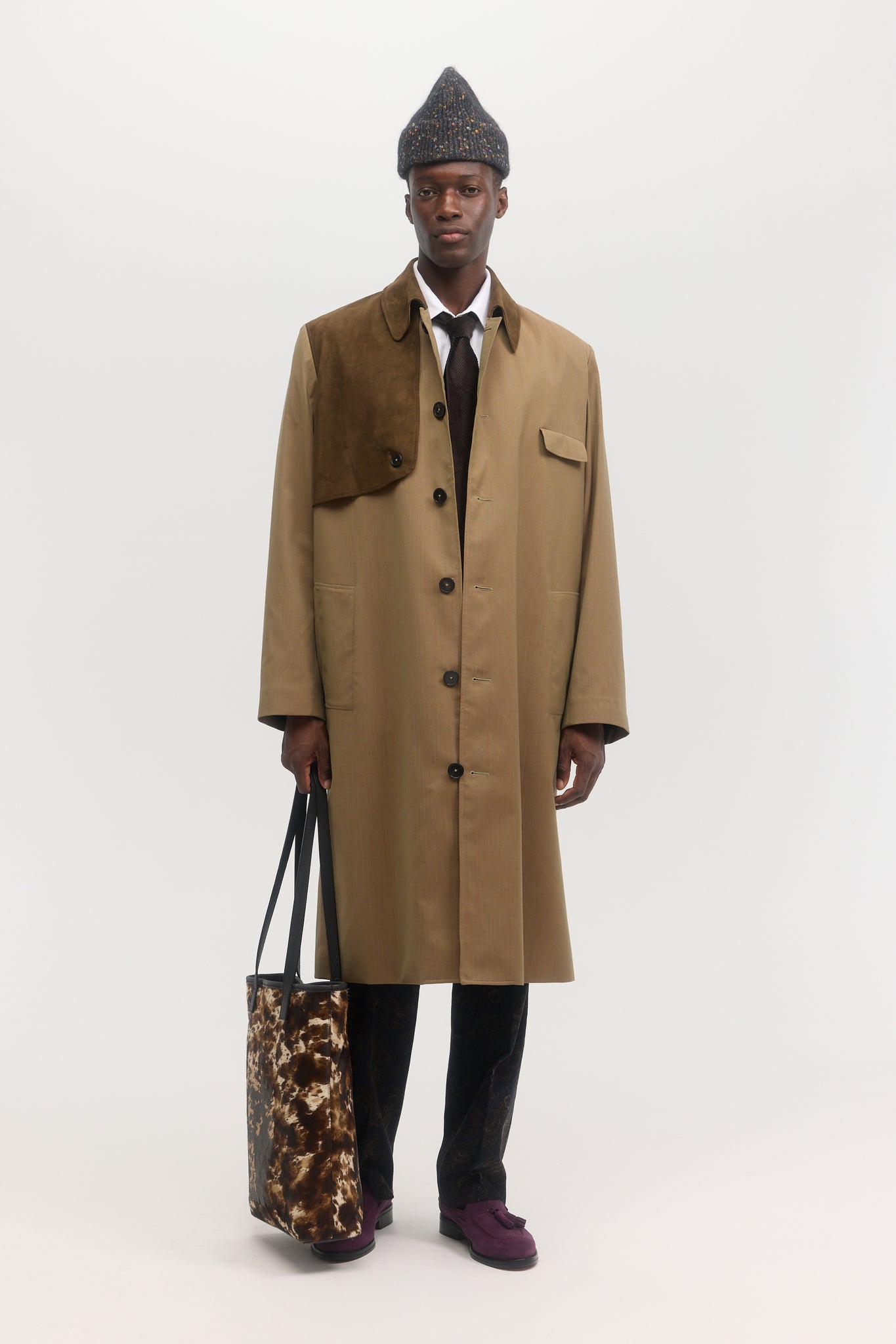 Manteau de pluie en laine à chevrons laiton