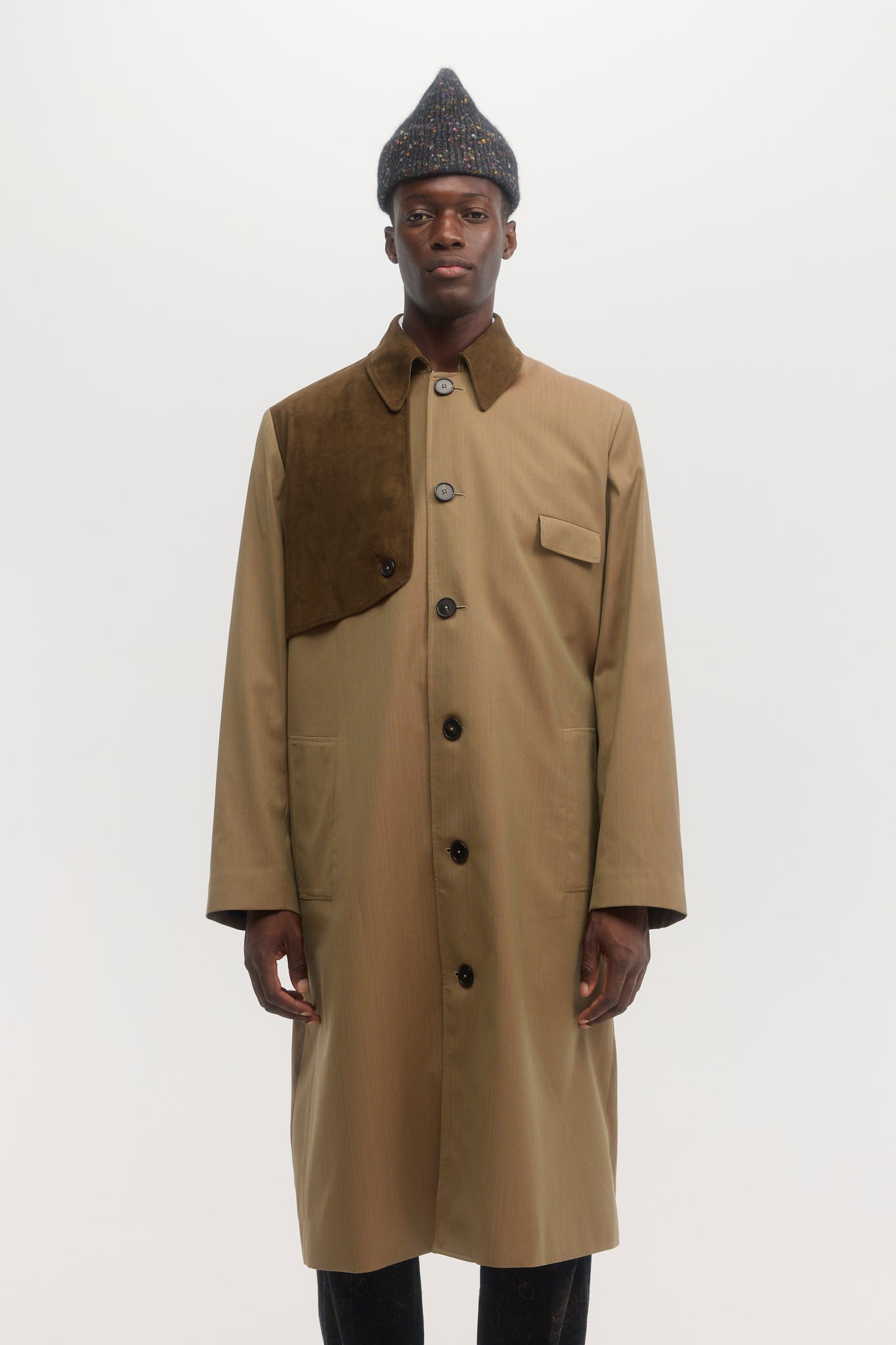 Manteau de pluie en laine à chevrons laiton