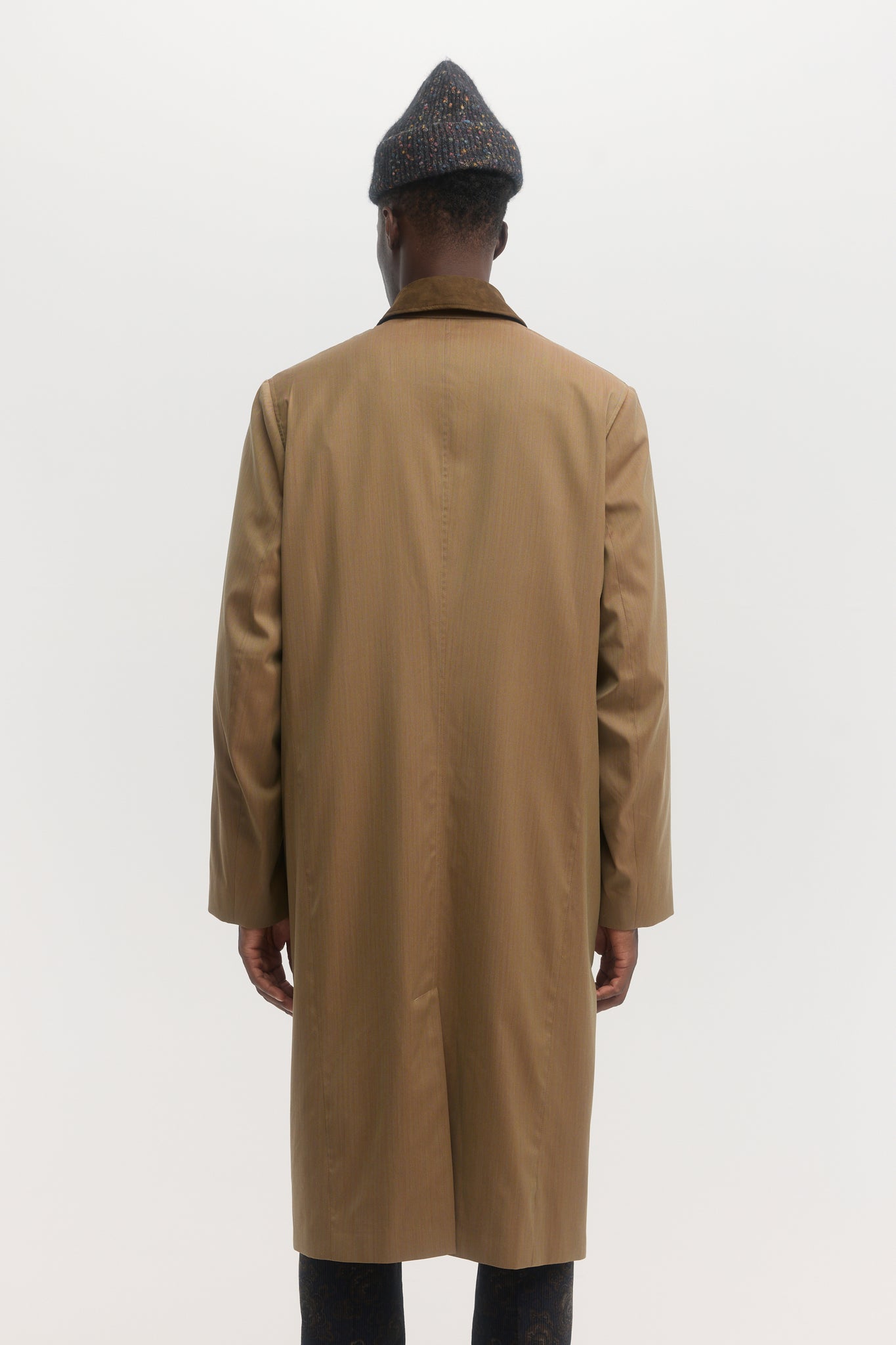 Manteau de pluie en laine à chevrons laiton