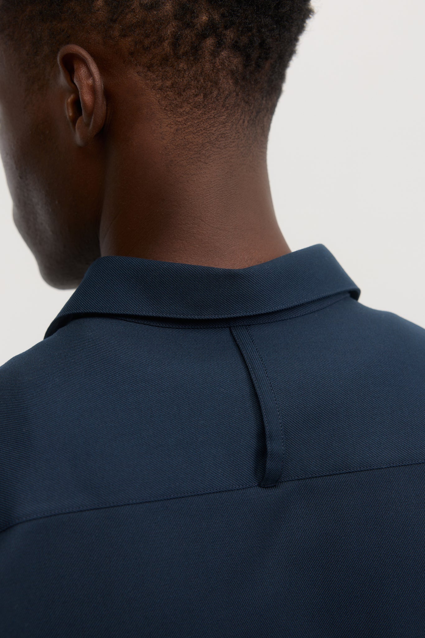 Chemise overshirt en laine gabardine bleu français