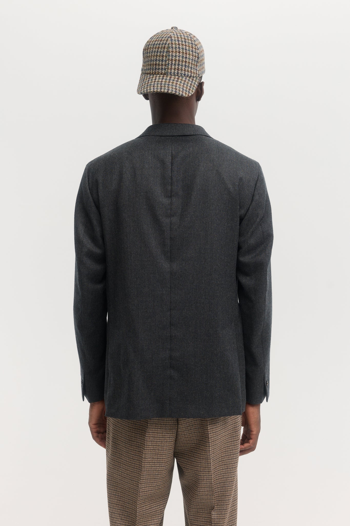 Charcoal wool flannel unconstructed blazer