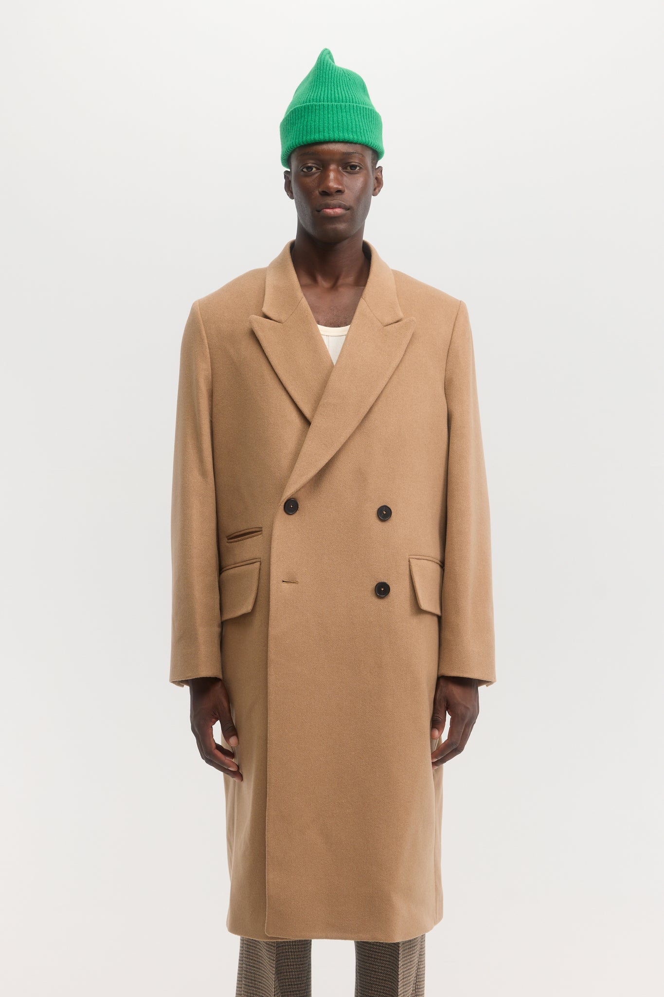 Manteau croisé en pur cachemire camel