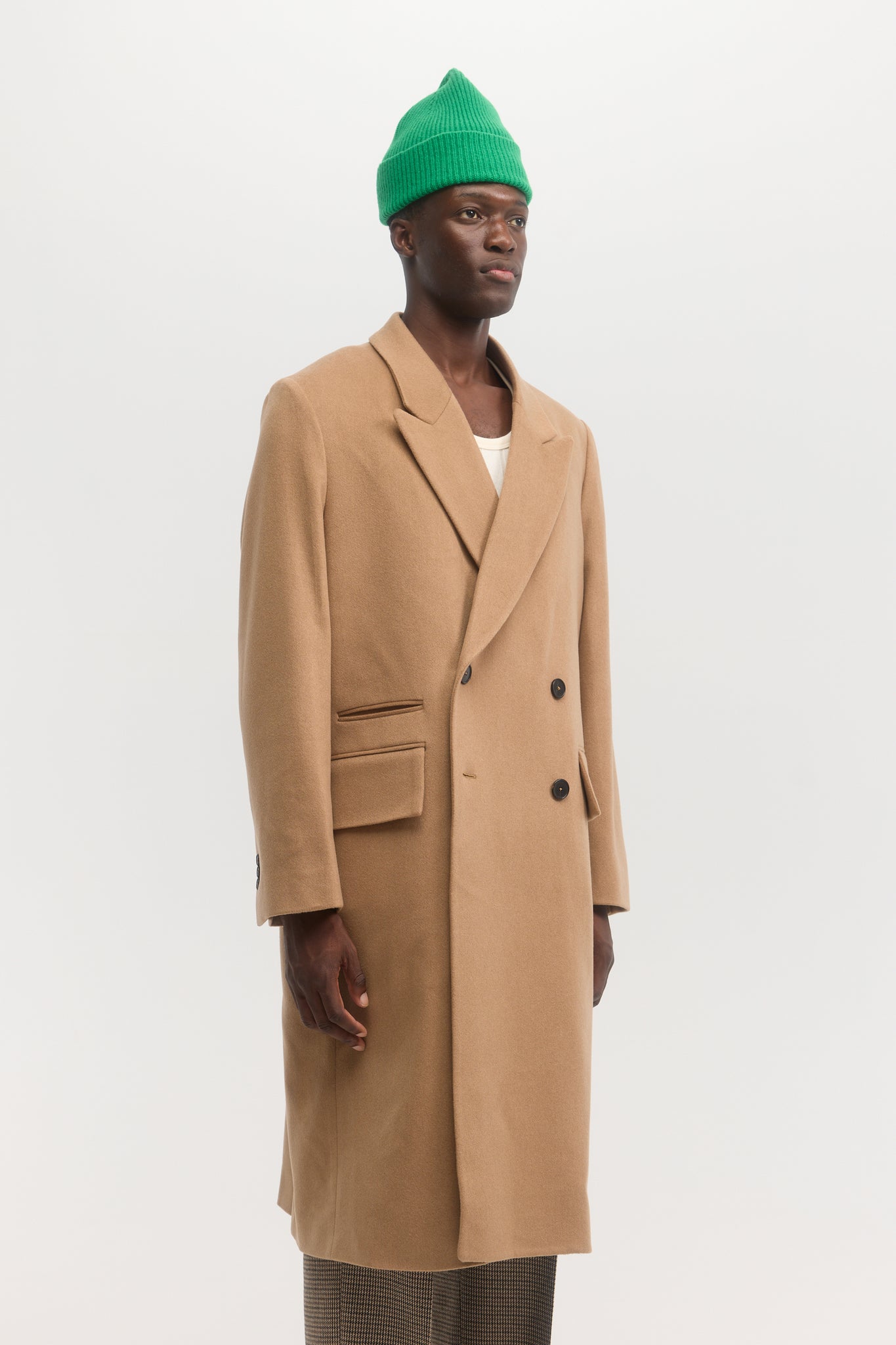 Manteau croisé en pur cachemire camel
