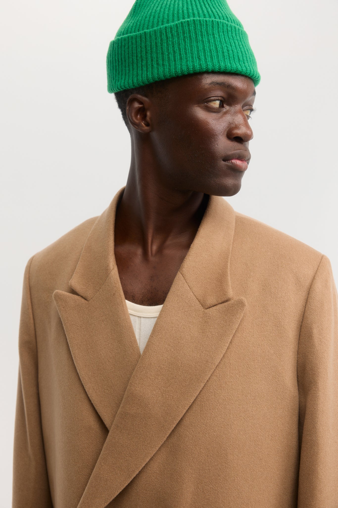 Manteau croisé en pur cachemire camel