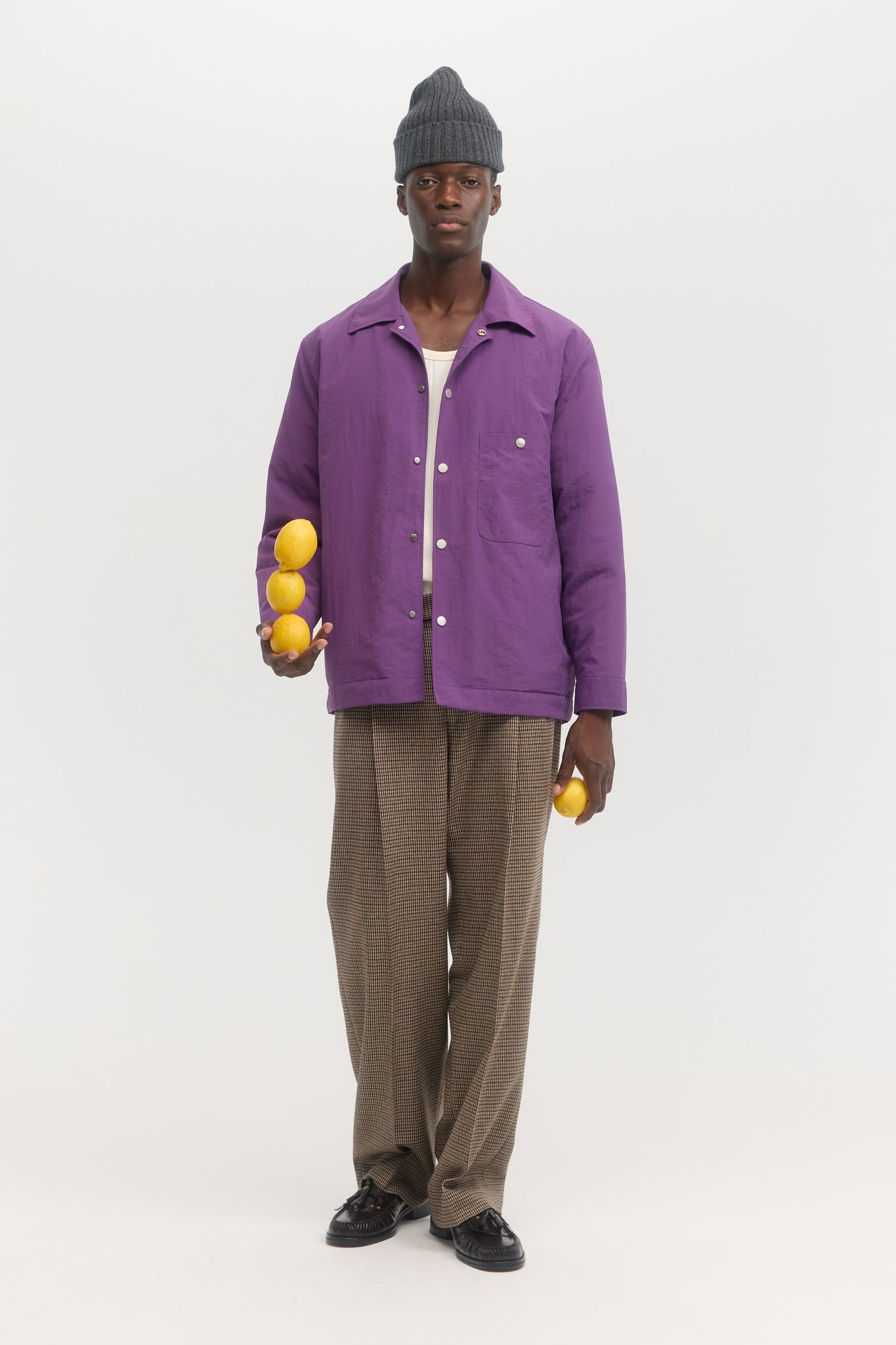 Purple taslan taffeta technical quilted blouson