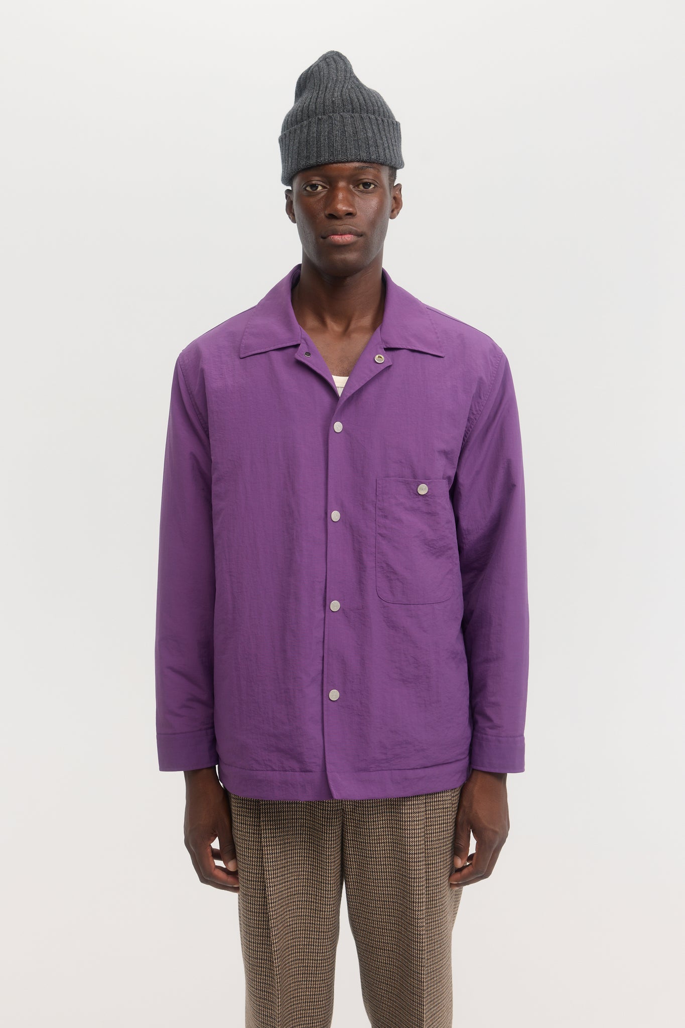 Purple taslan taffeta technical quilted blouson