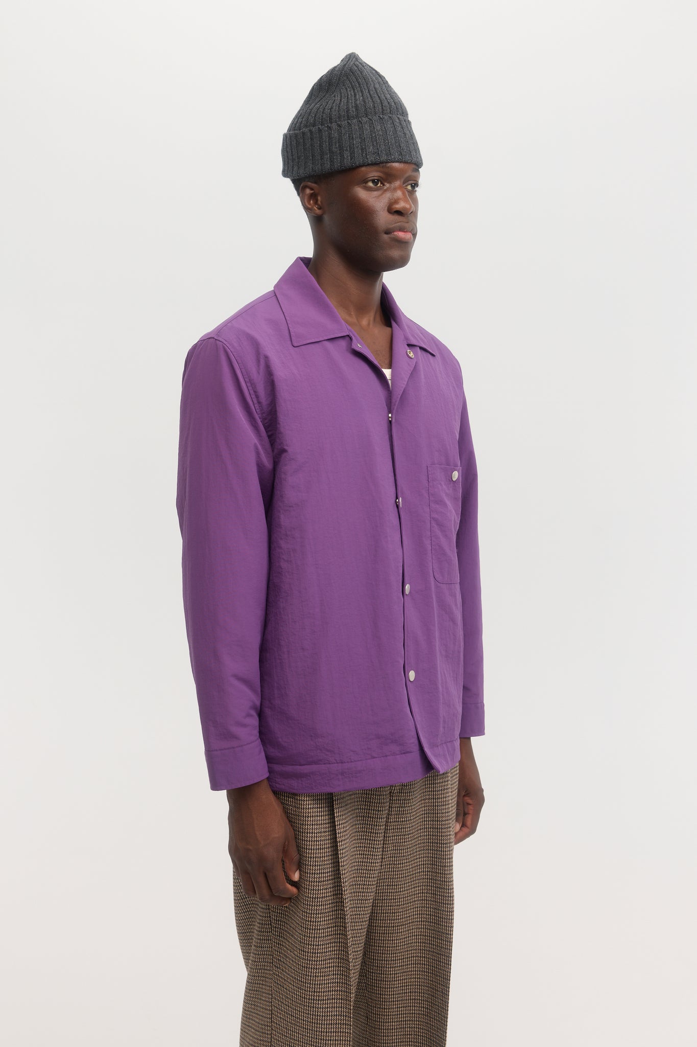 Purple taslan taffeta technical quilted blouson