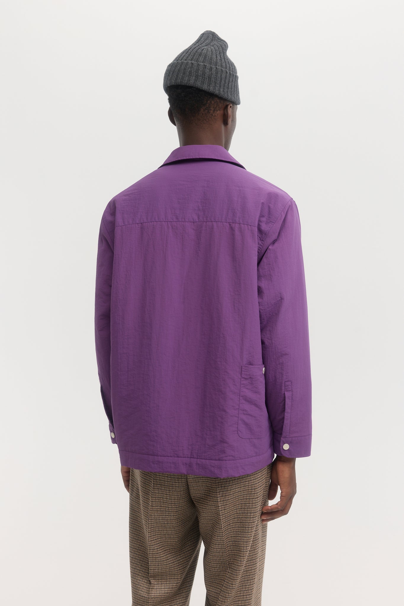 Purple taslan taffeta technical quilted blouson