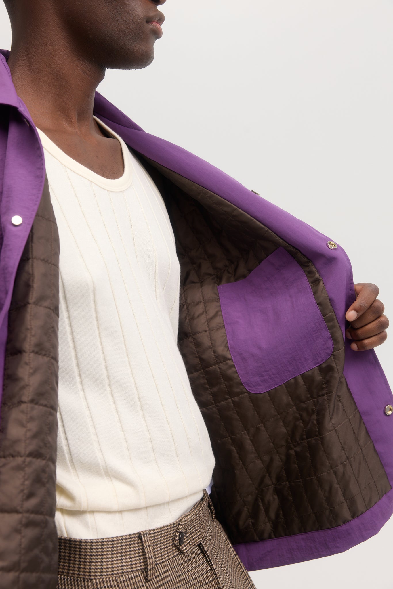 Purple taslan taffeta technical quilted blouson