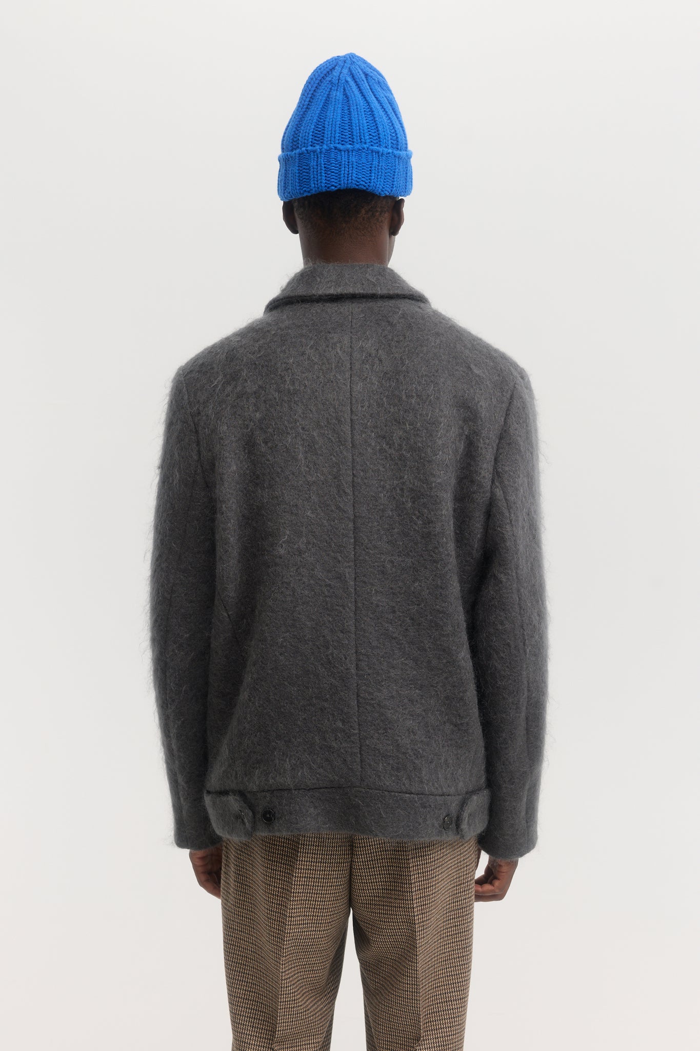 Charcoal brushed wool and mohair short coat