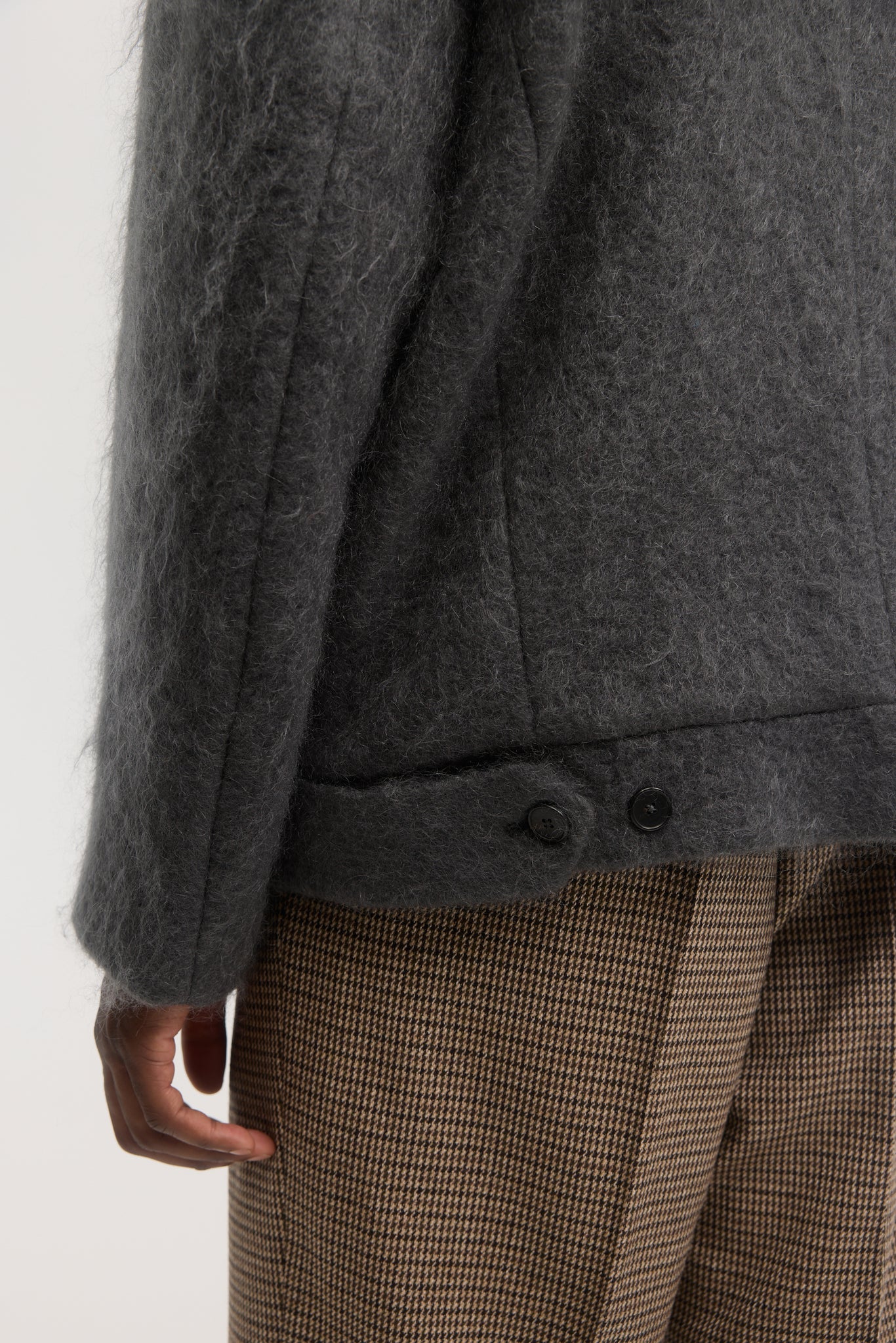 Charcoal brushed wool and mohair short coat