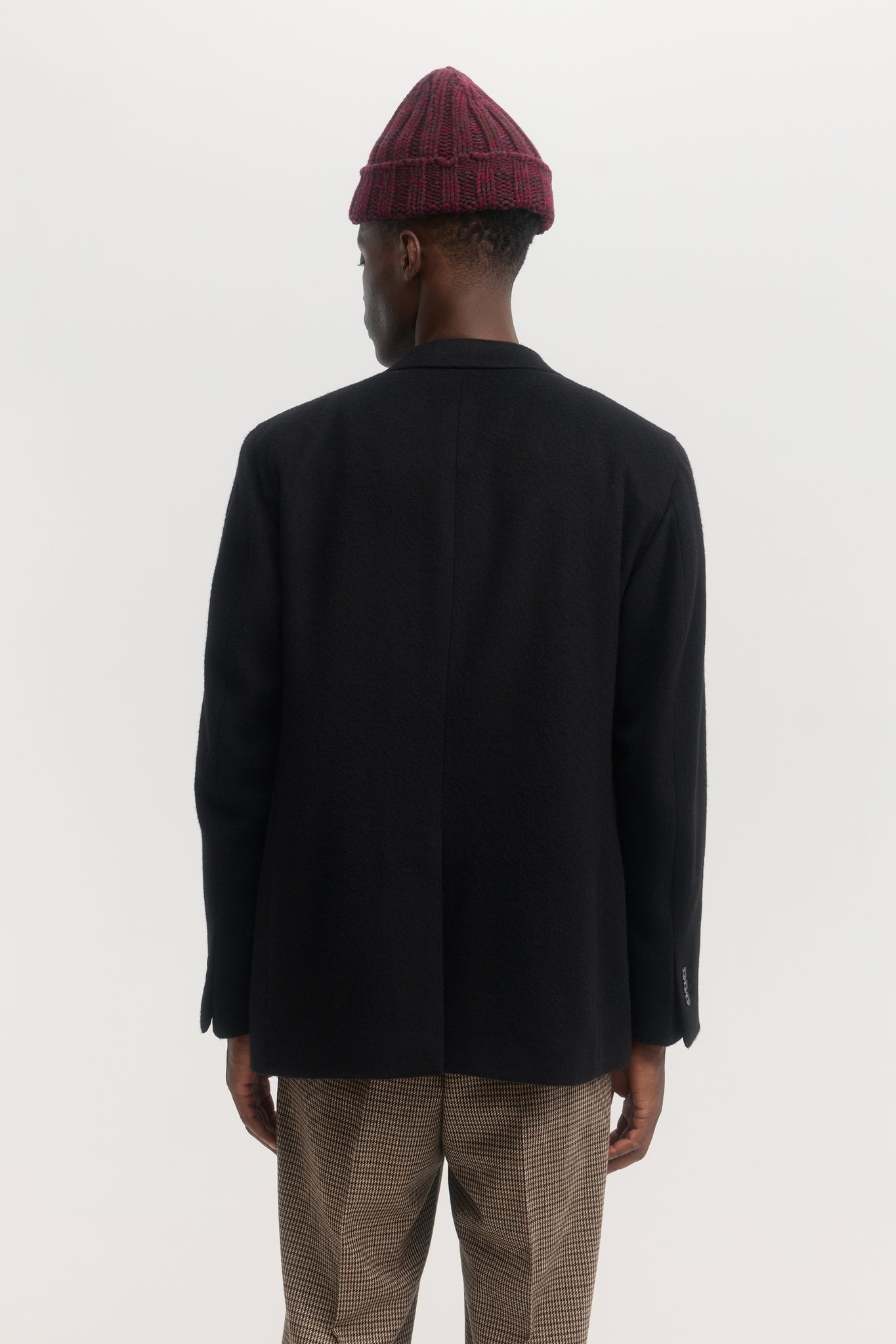 Deep black pure cashmere double breasted blazer