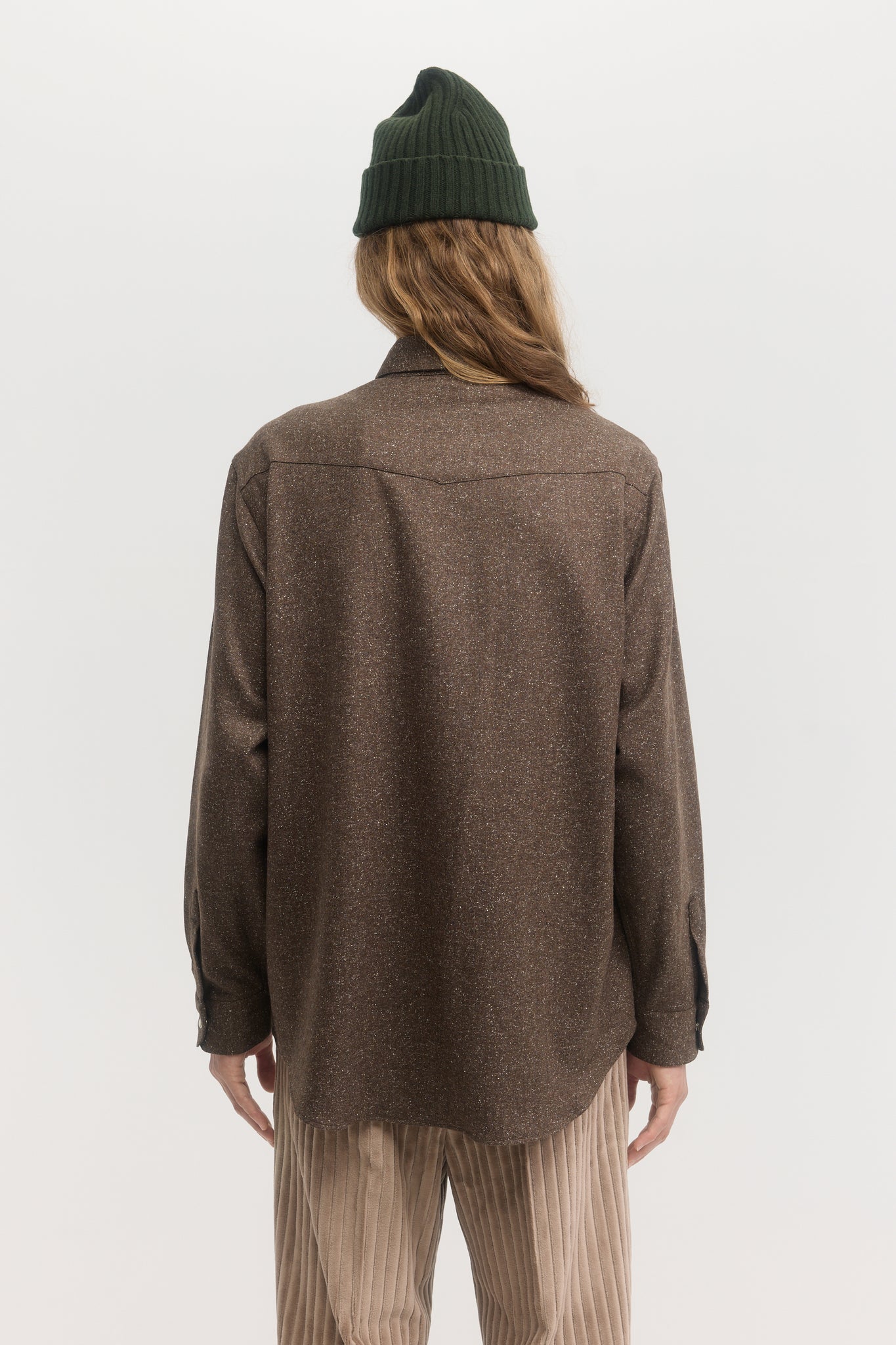 Nutmeg silk-speckled western overshirt