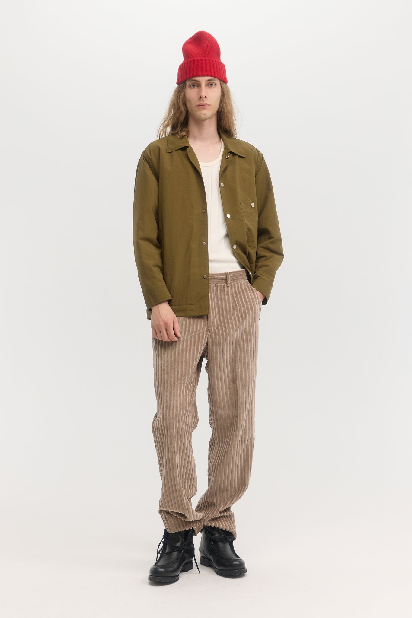 Khaki taslan taffeta technical quilted blouson