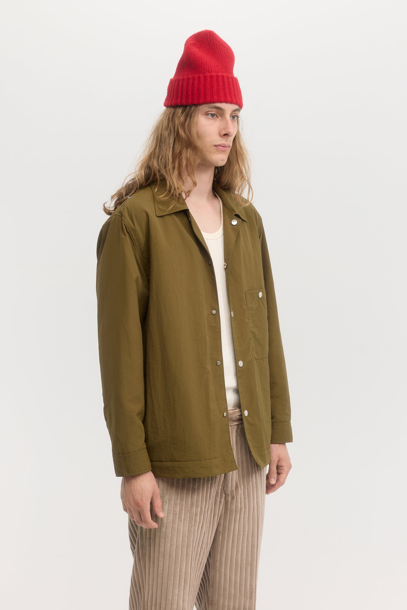 Khaki taslan taffeta technical quilted blouson