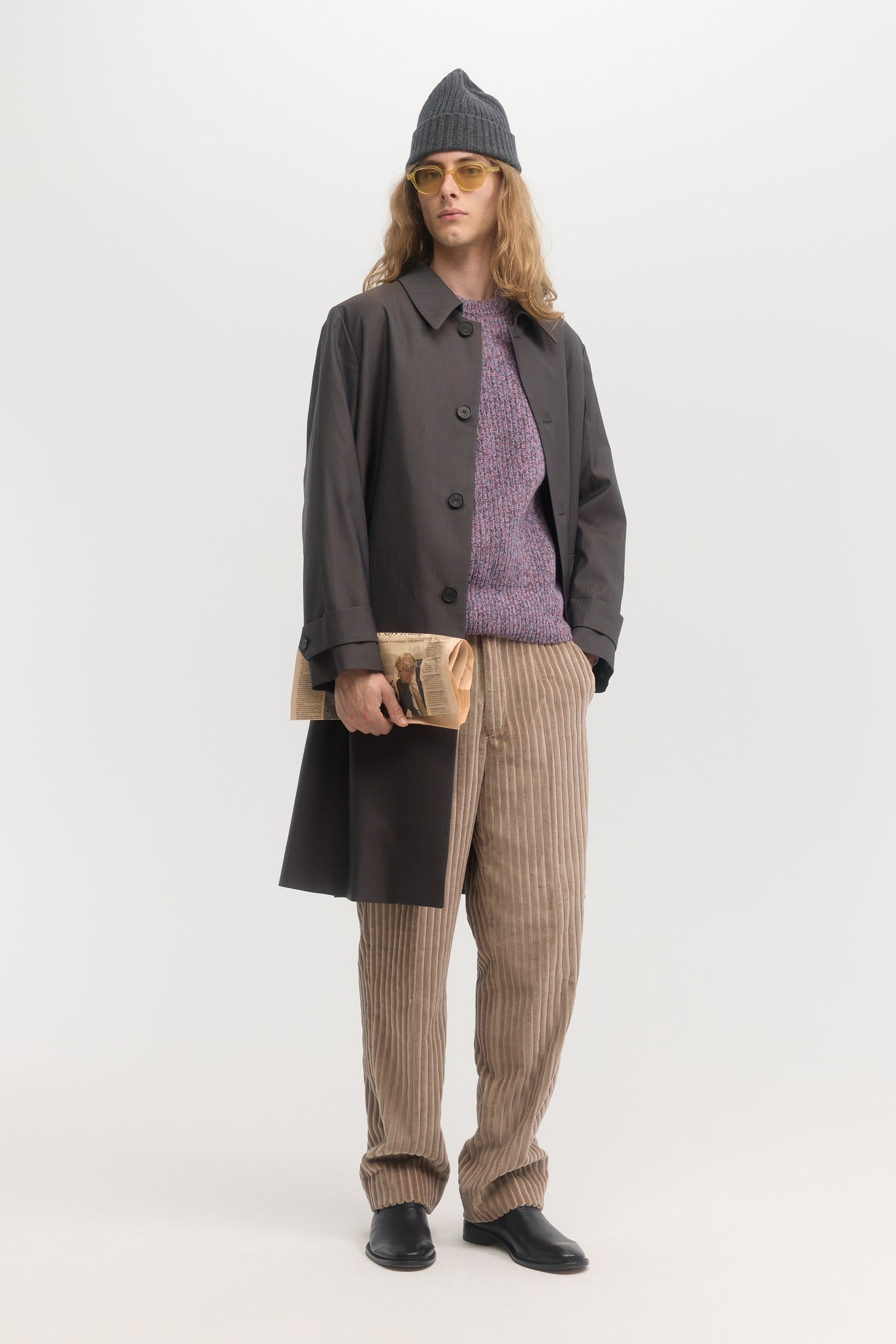 Trench en laine imperméable à chevrons pétrole