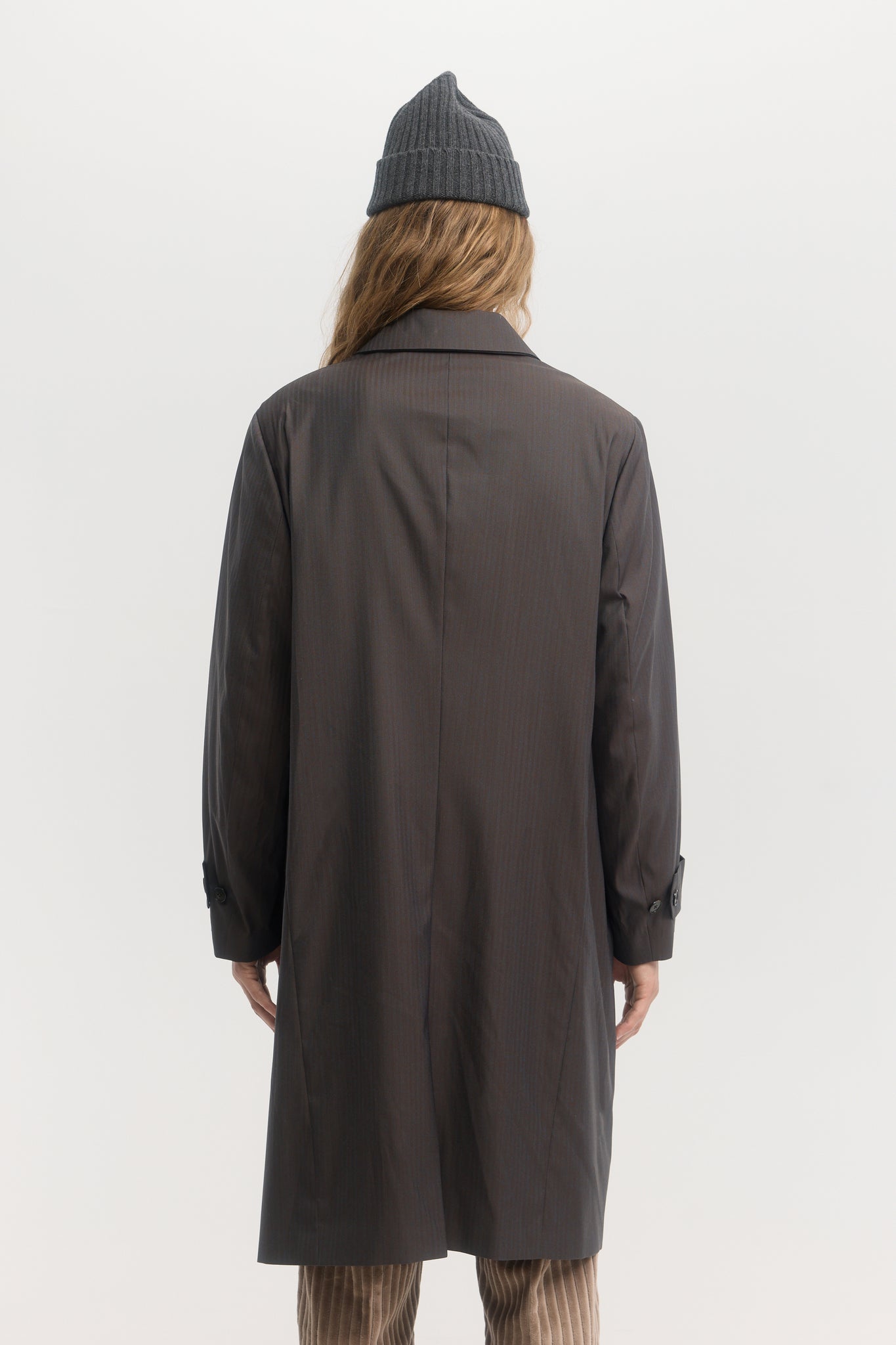 Trench en laine imperméable à chevrons pétrole