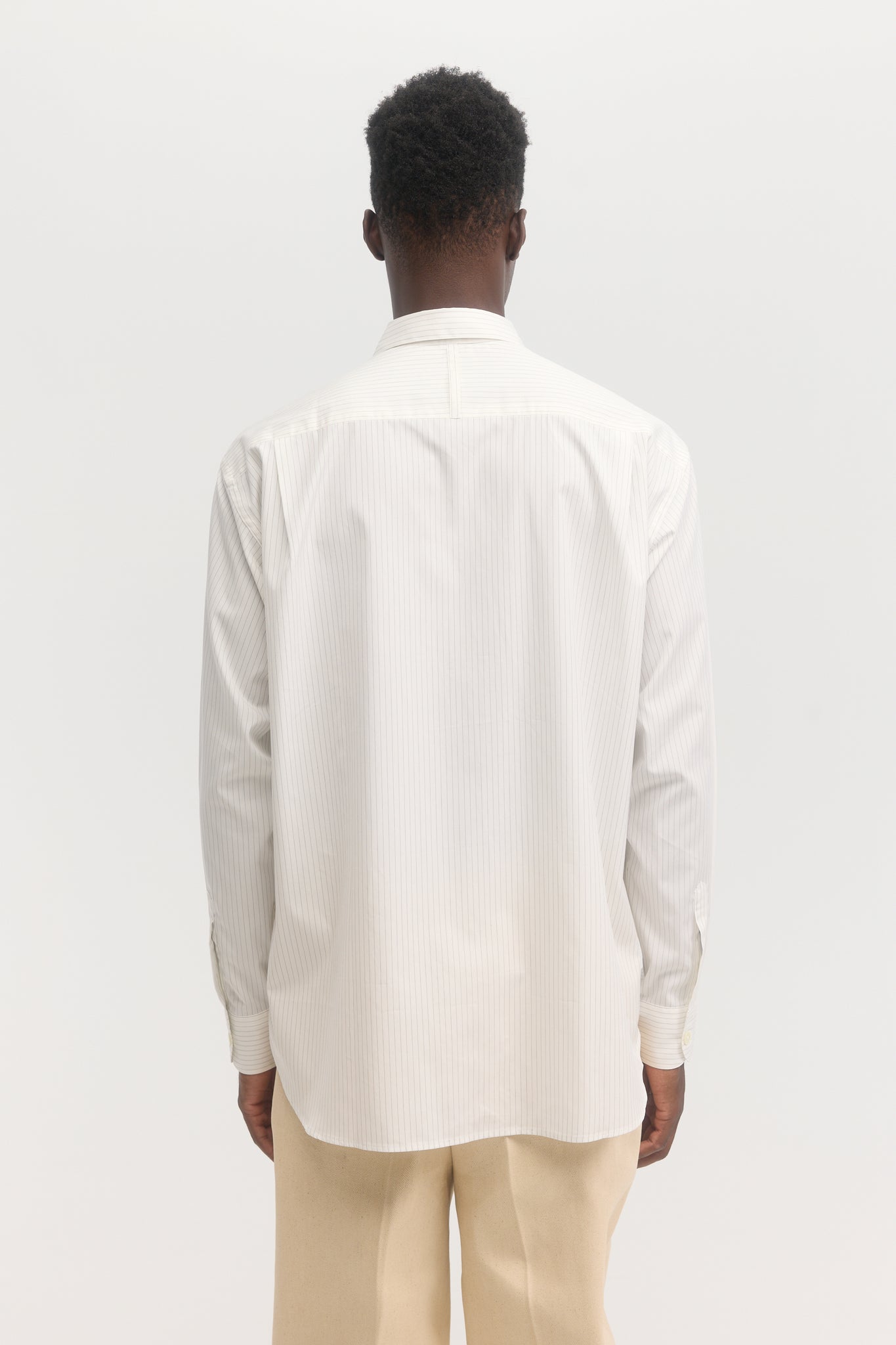 Chemise en popeline mercerisée à rayures blanches et noires